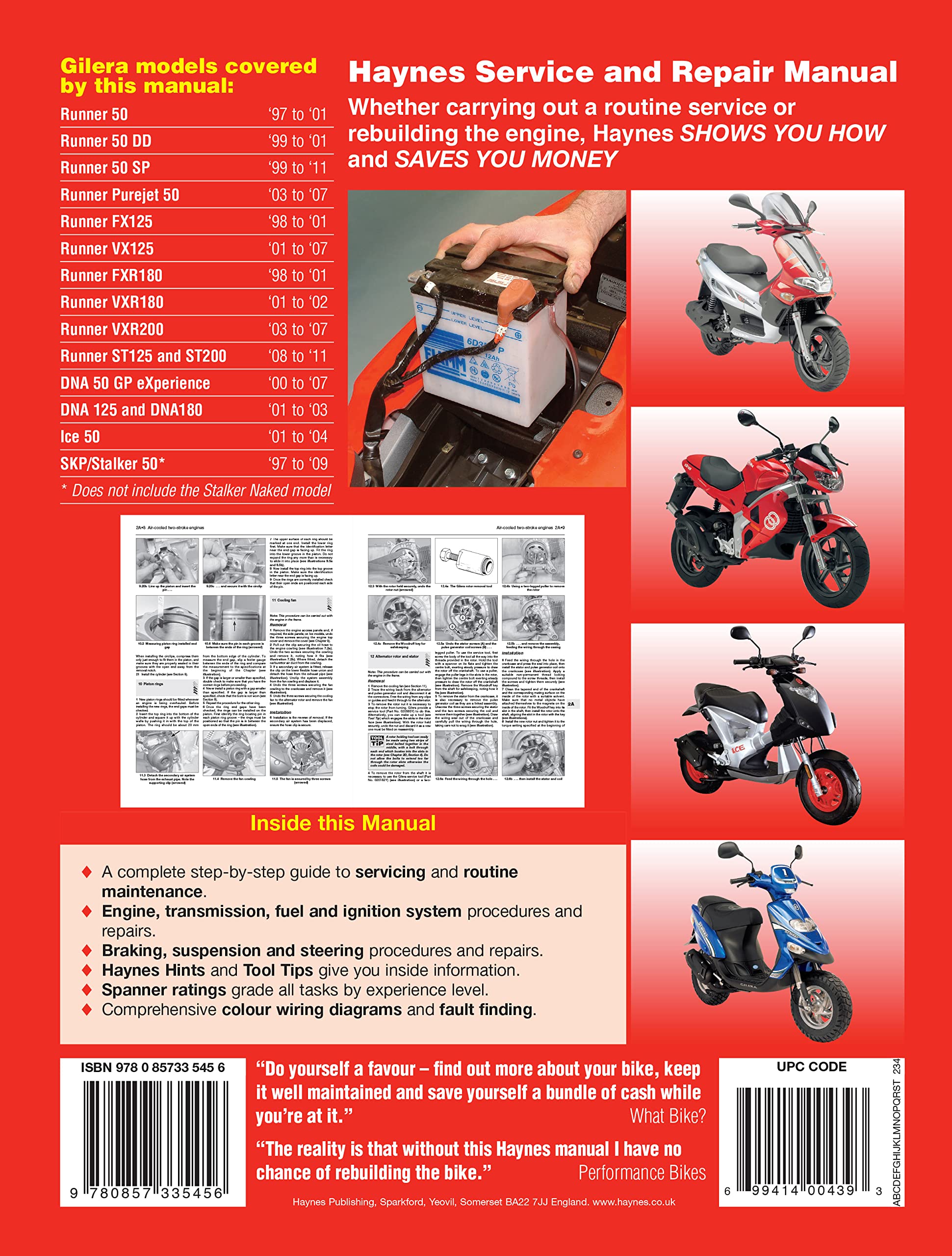 Gilera Runner, DNA, Ice & SKP/Stalker (97 11) Haynes Repair Manual (Paperback),Used