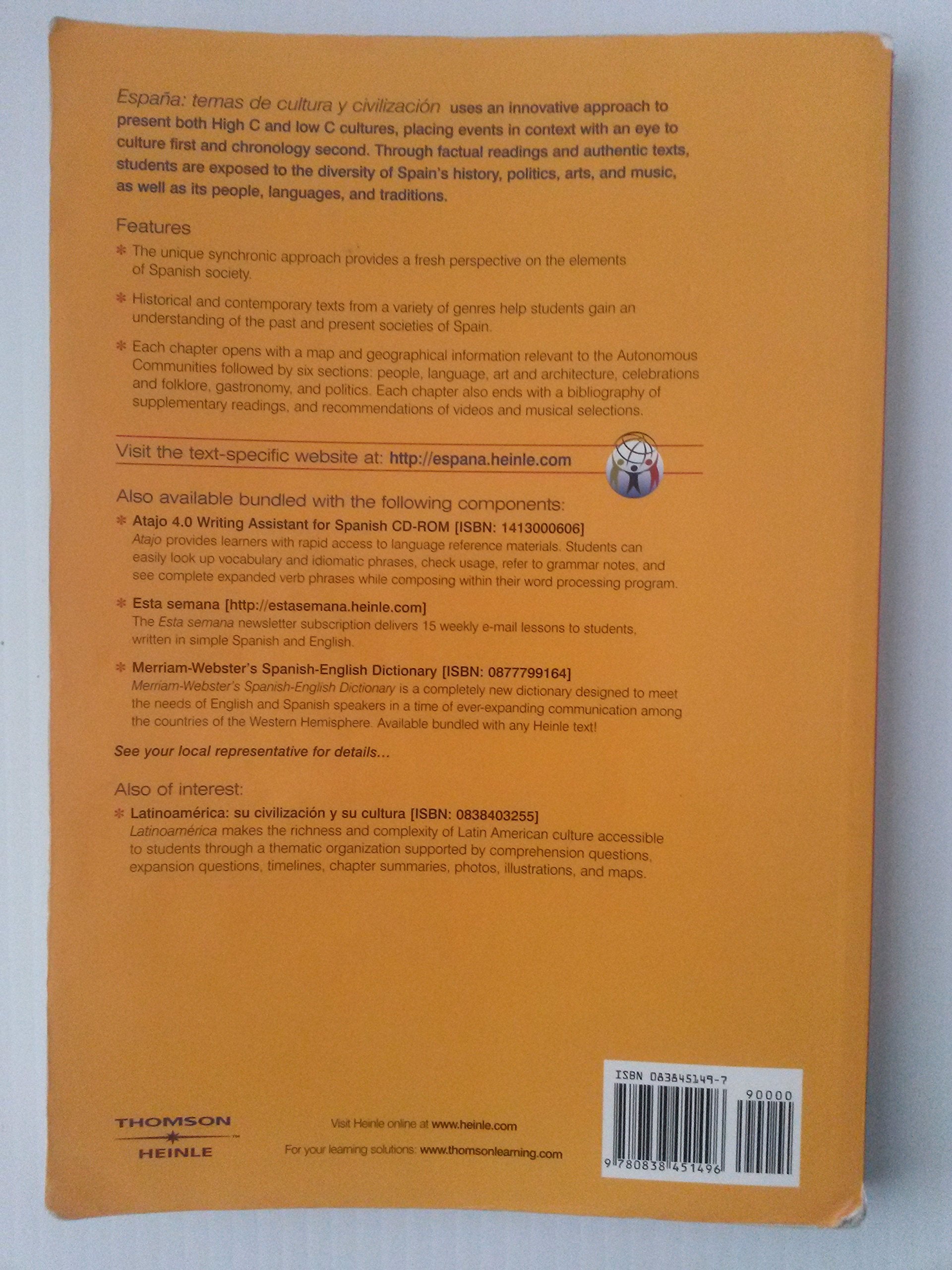 Espana: Temas De Cultura Y Civilizacion (World Languages),Used