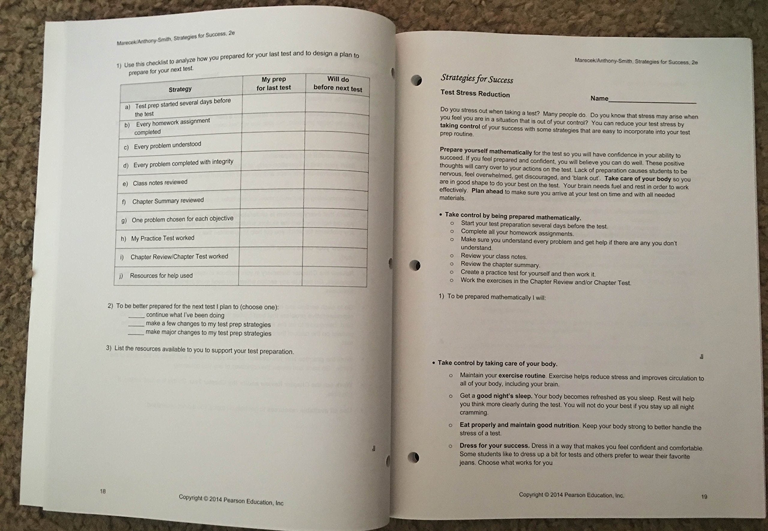 Strategies For Success: Study Skills for the College Math Student (Study Skills in Developmental Math),Used