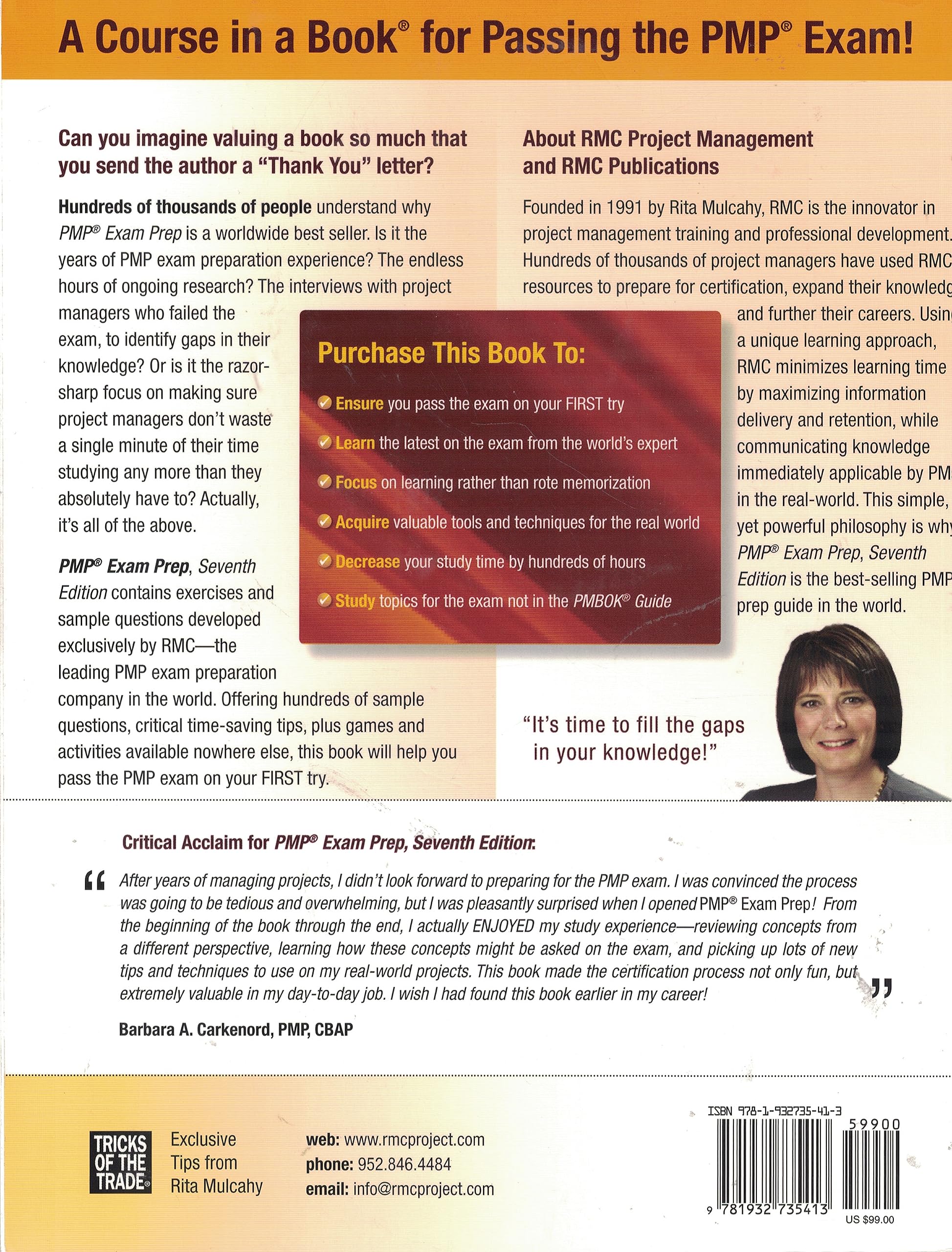 Rita Mulcahy's PMP Exam Prep: Comprehensive Course in a Book for Passing the PMP Exam by RMC Publications