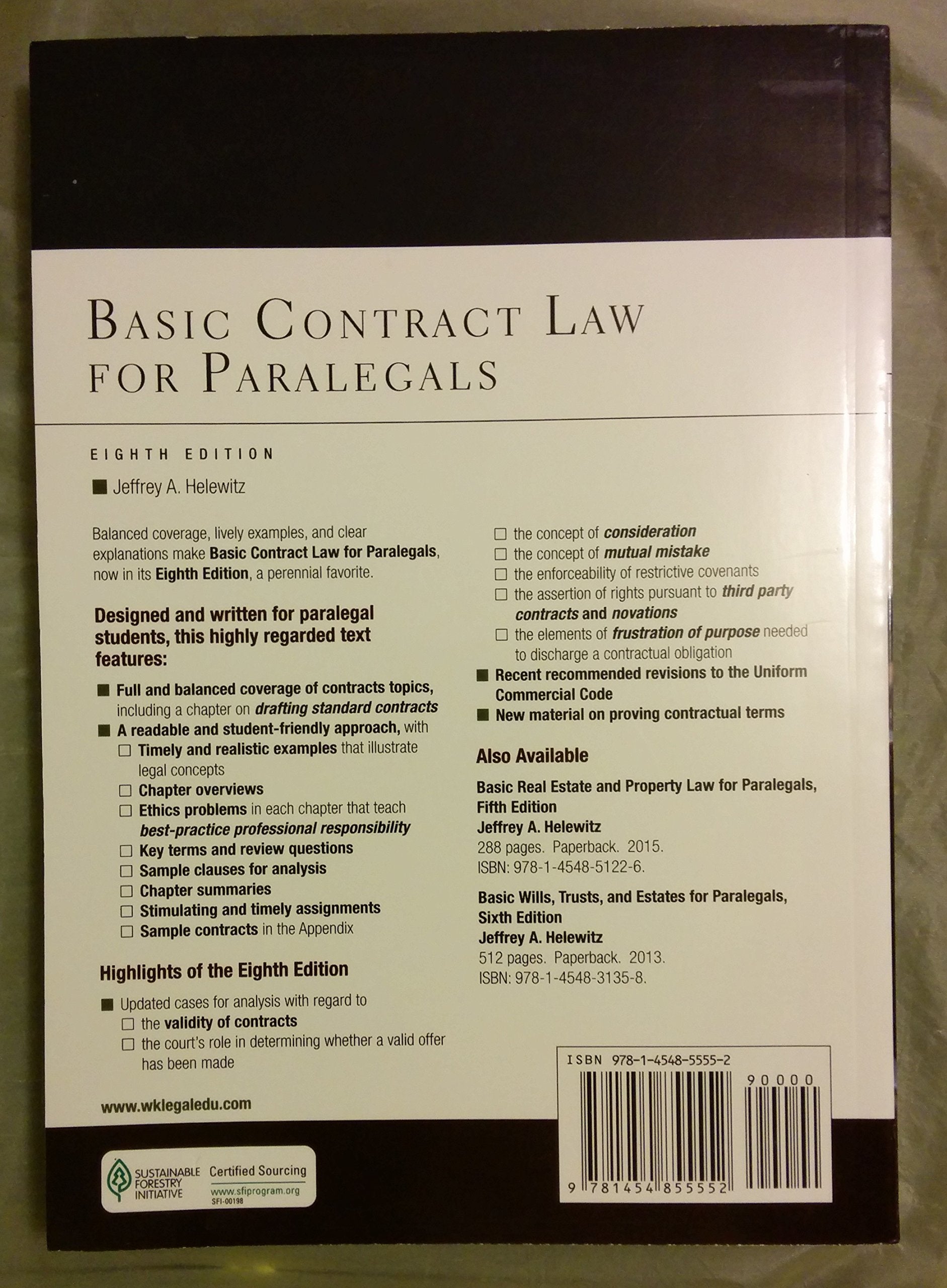 Basic Contract Law For Paralegals,Used