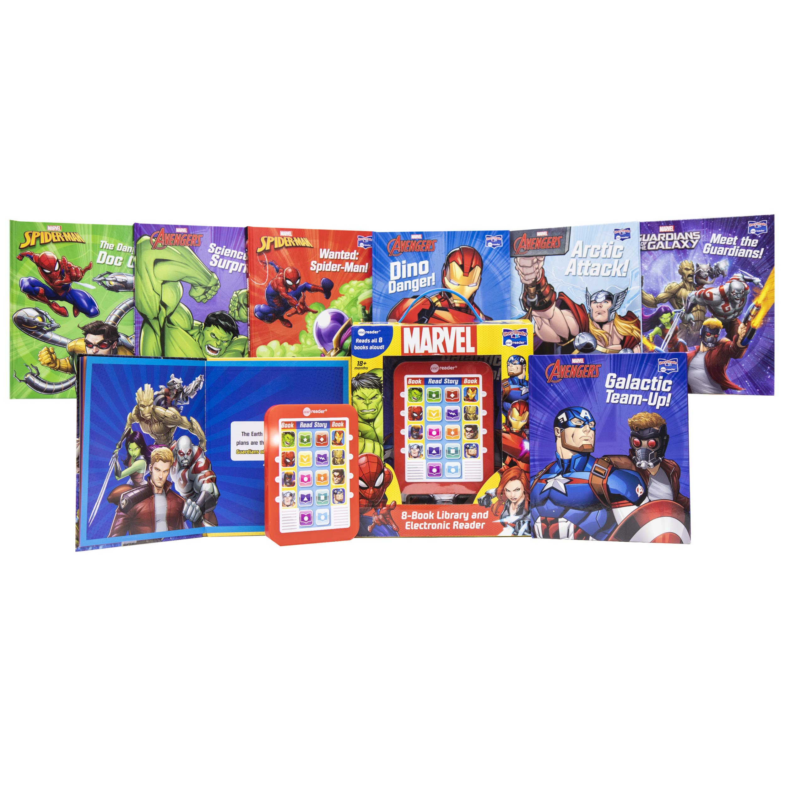 Marvel Super Heroes Spiderman, Avengers, Guardians, and More! Me Reader Electronic Reader with 8 Book Library PI Kids,Used