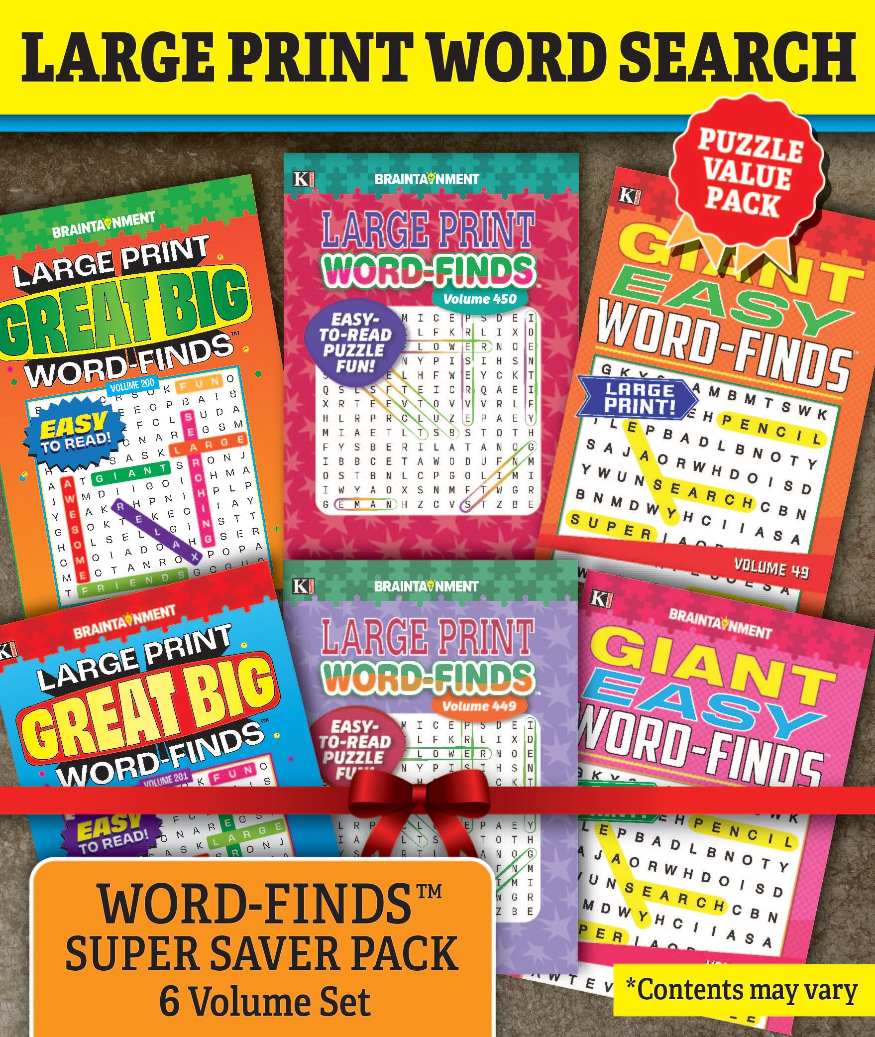 KAPPA Super Saver LARGE PRINT Word Search Puzzle Pack (Pack of 6) Full Size Books,Used