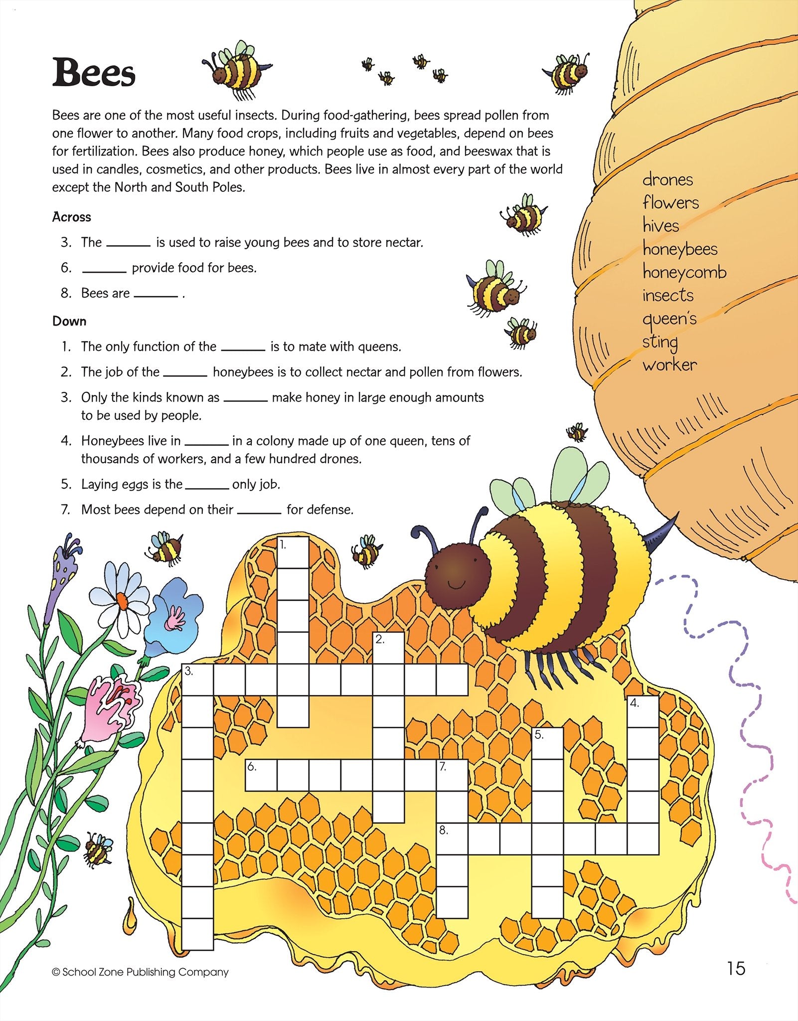 School Zone Crosswords Workbook 64 Pages, Ages 6+, Word Puzzles, Vocabulary, Spelling, And More (School Zone Activity Zone W,Used