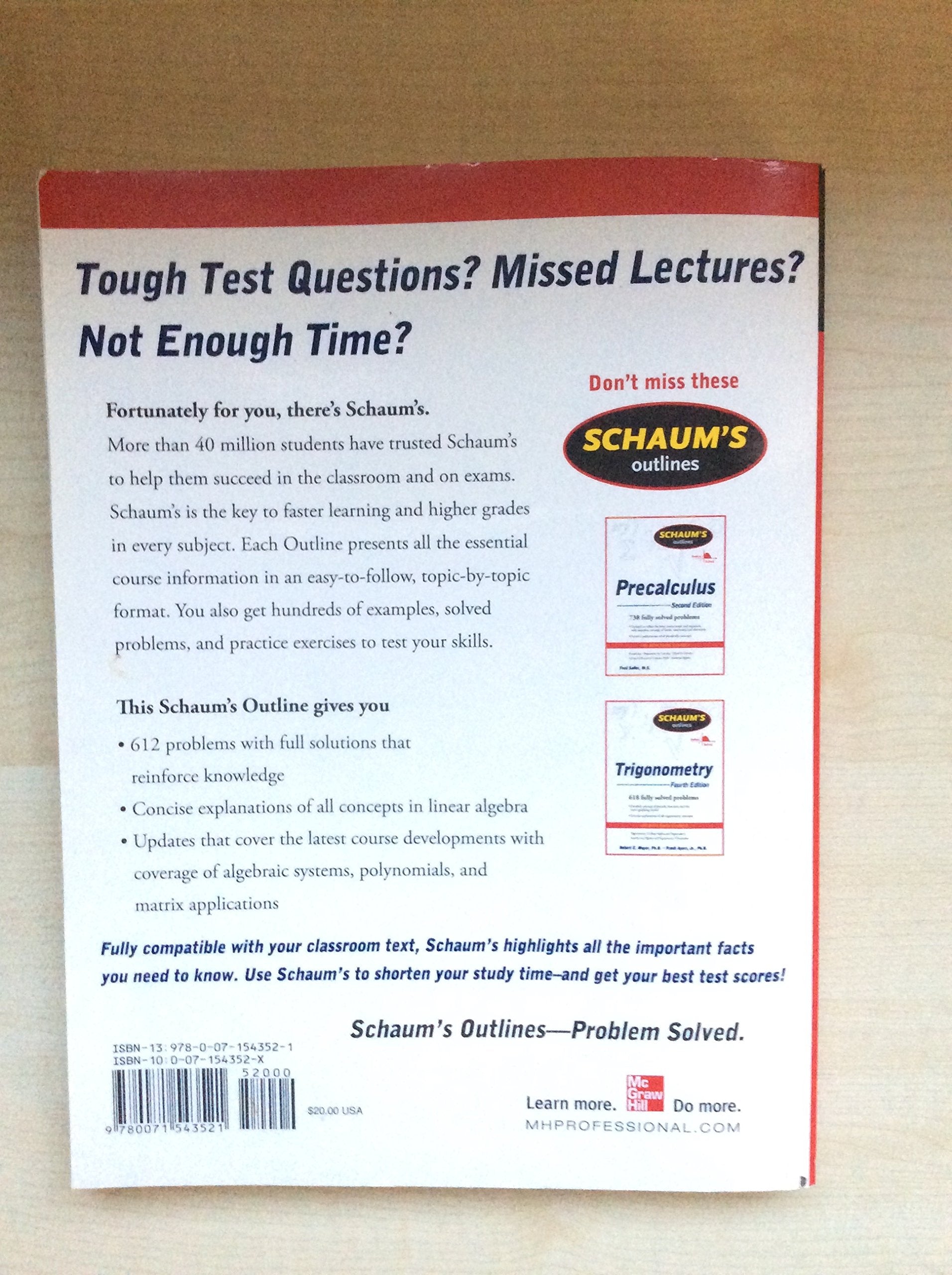 Schaum's Outline of Linear Algebra (Schaum's Outlines),New