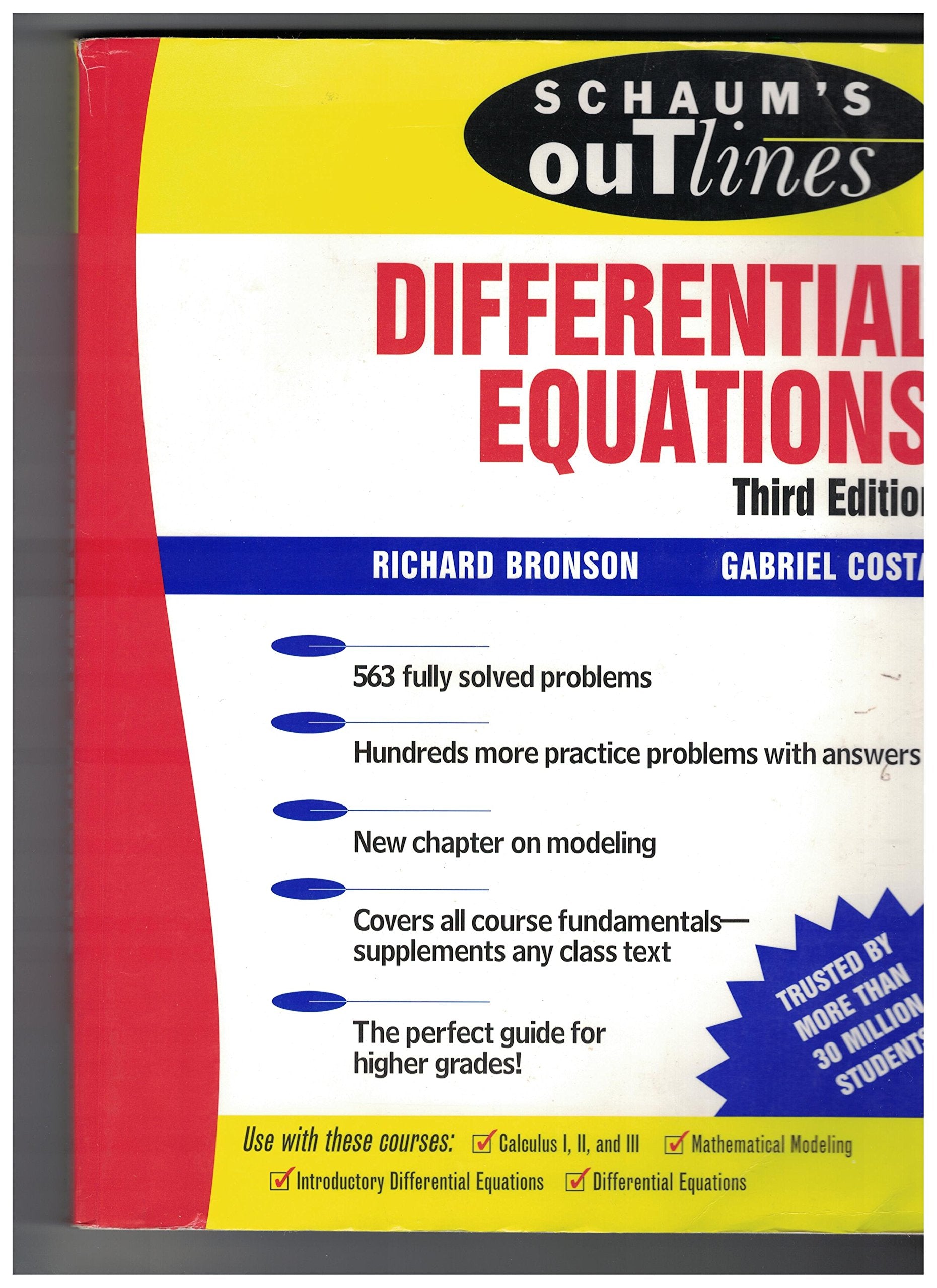Schaum'S Outline Of Differential Equations, 3Rd Edition (Schaum'S Outline Series),Used