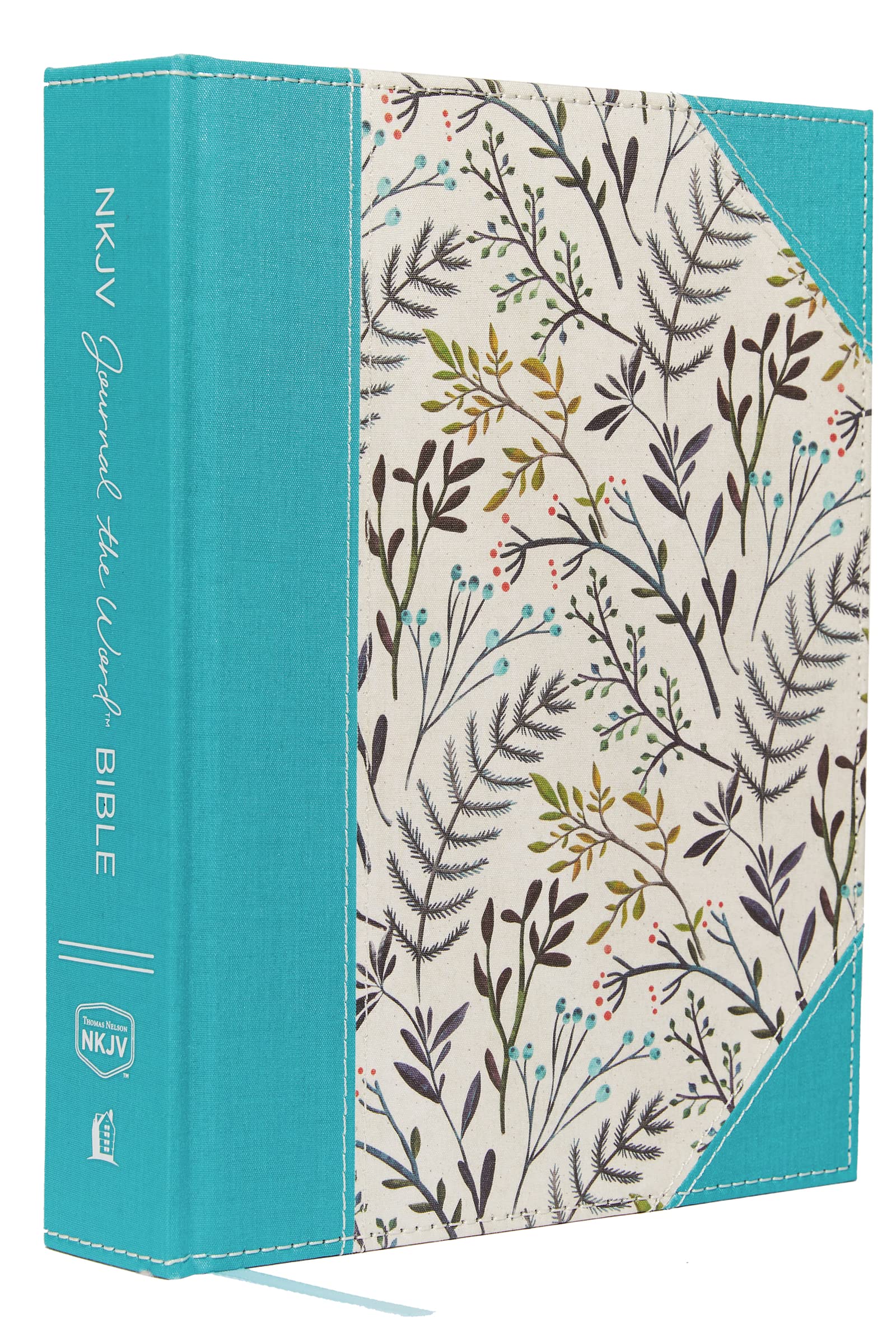 Nkjv, Journal The Word Bible, Large Print, Cloth Over Board, Blue Floral, Red Letter: Reflect, Journal, Or Create Art Next To Yo