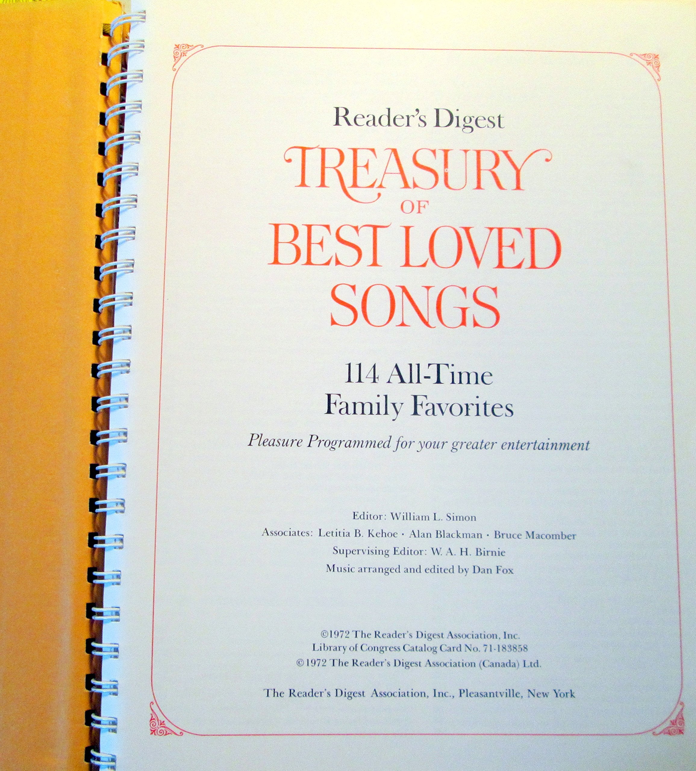 Reader's Digest Treasury of Best Loved Songs: 114 All Time Family Favorites,New