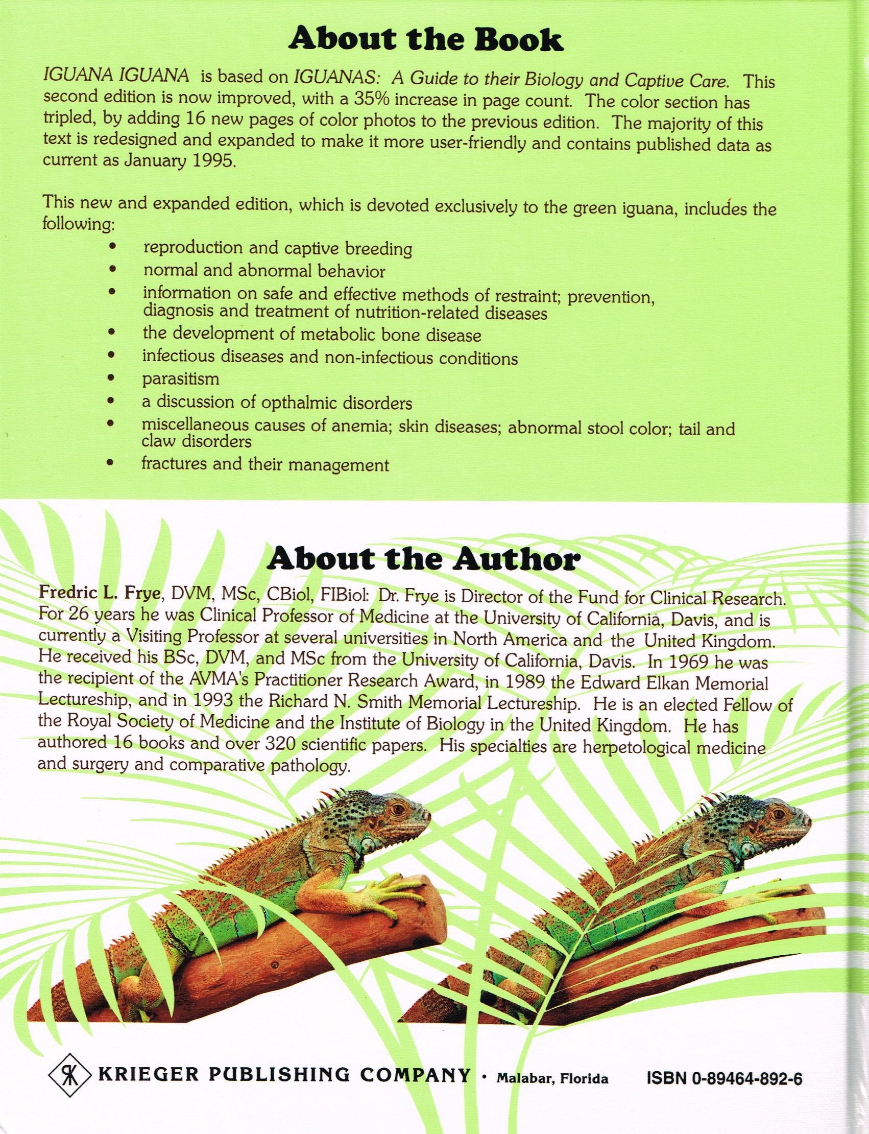 Iguana Iguana: Guide for Successful Captive Care,Used