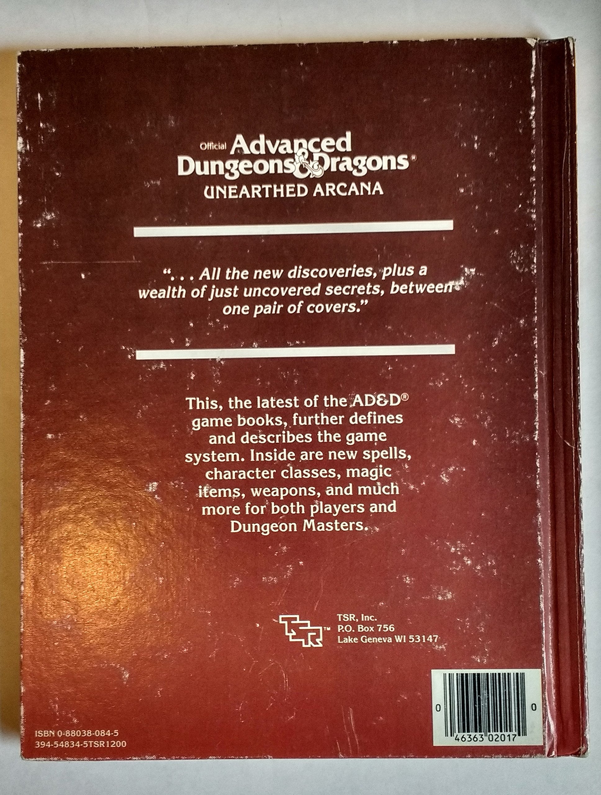 Official Advanced Dungeons And Dragons, Unearthed Arcana,Used