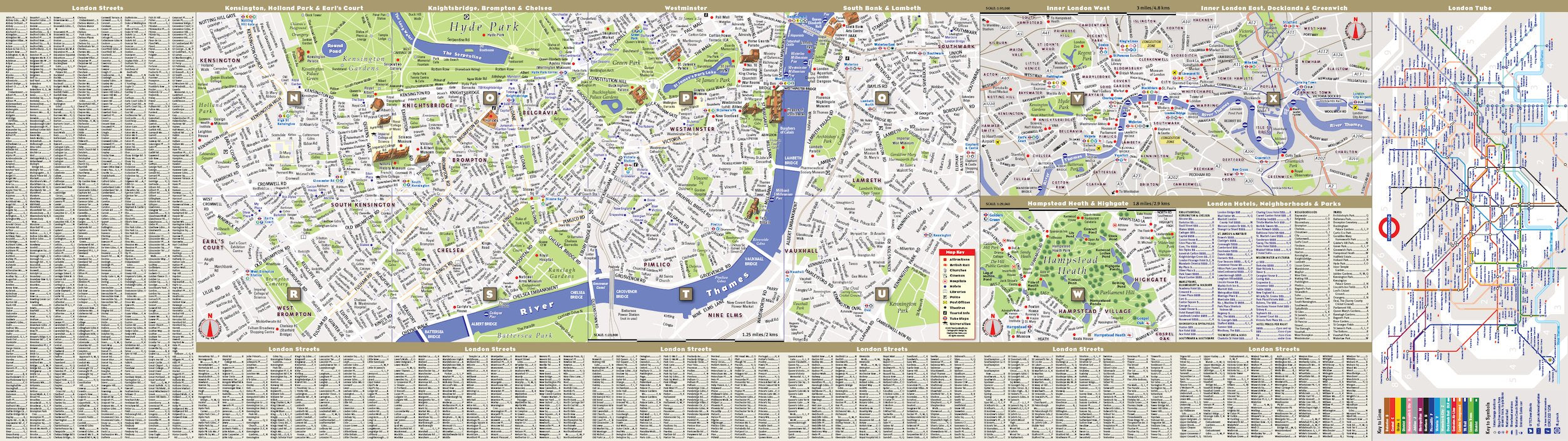 StreetSmart London Map by VanDam City Center Street Map of London, England Laminated folding pocket size city travel and Tub,Used