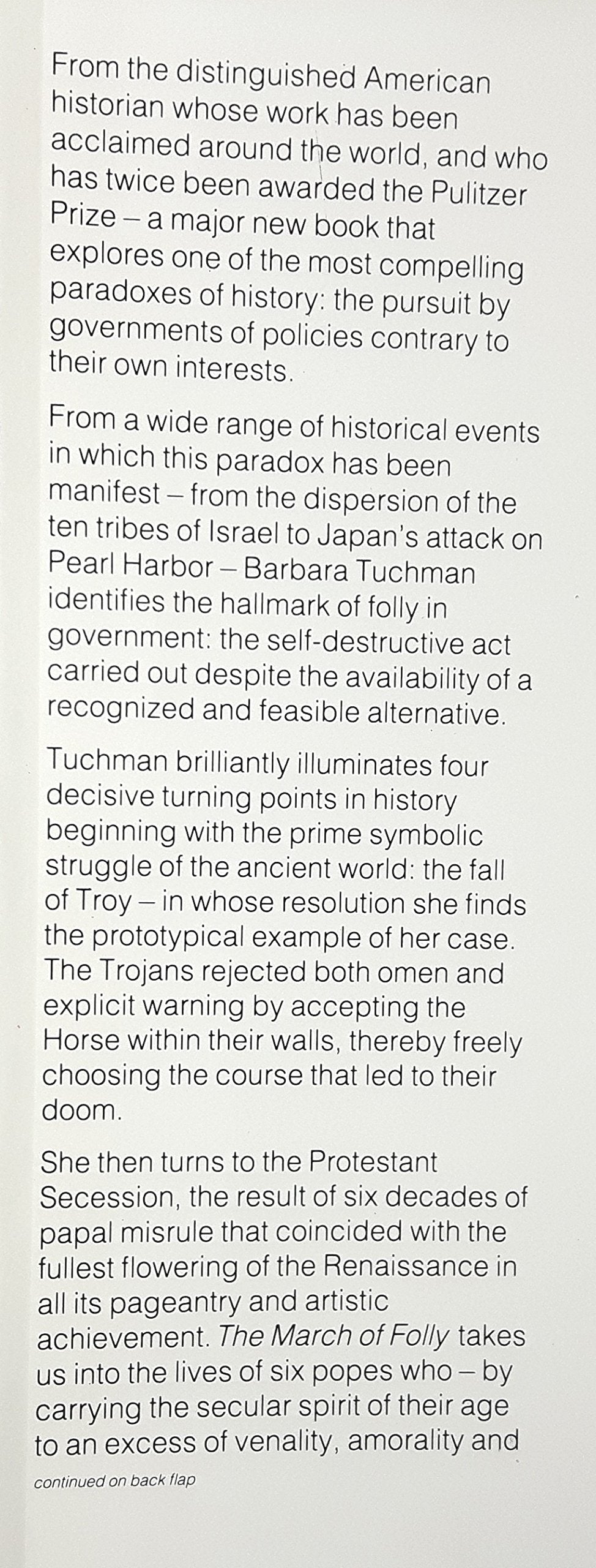 The March Of Folly: From Troy To Vietnam-used