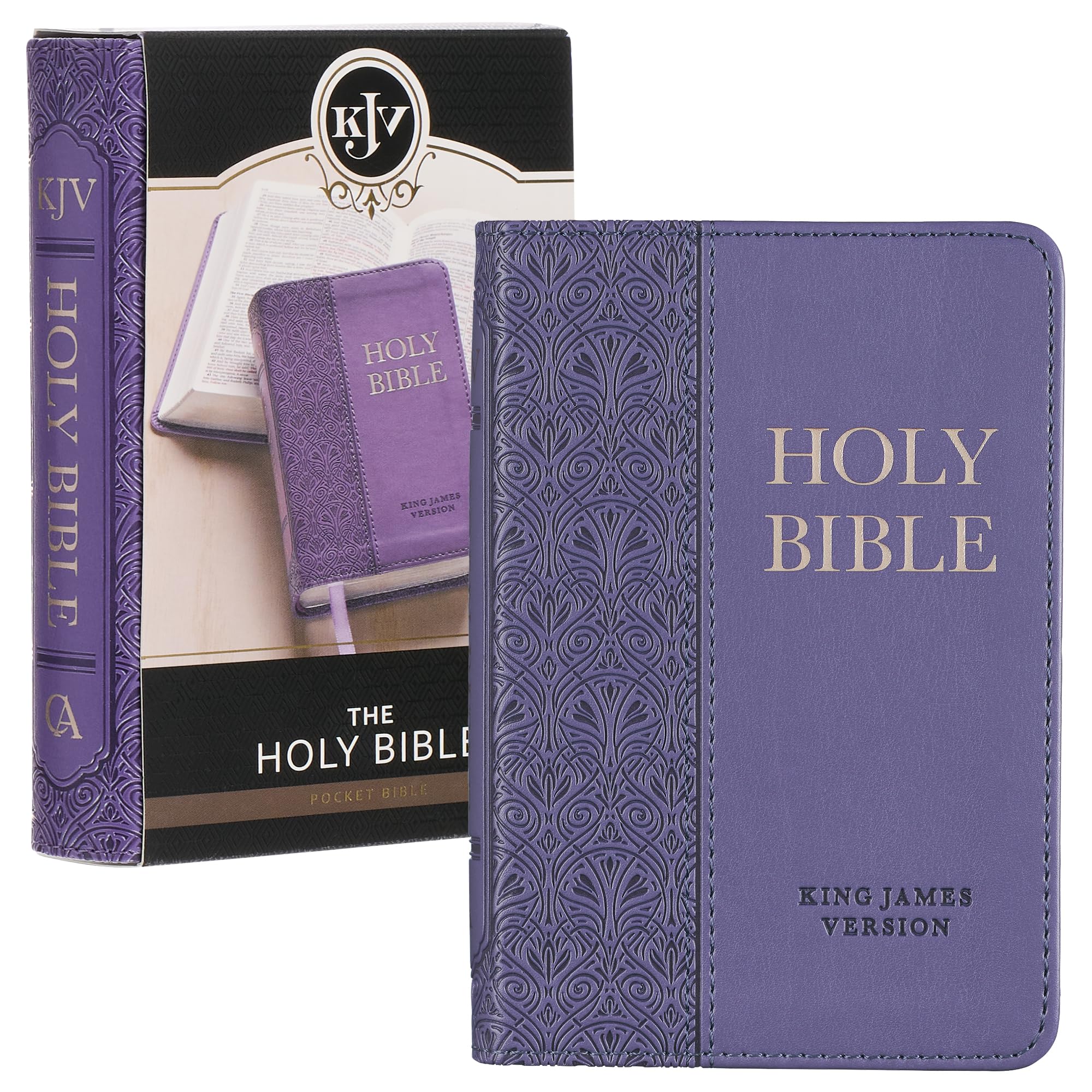 KJV Holy Bible, Mini Pocket Size, Faux Leather Red Letter Edition Ribbon Marker, King James Version, Purple (KJV Pocket Editio,New