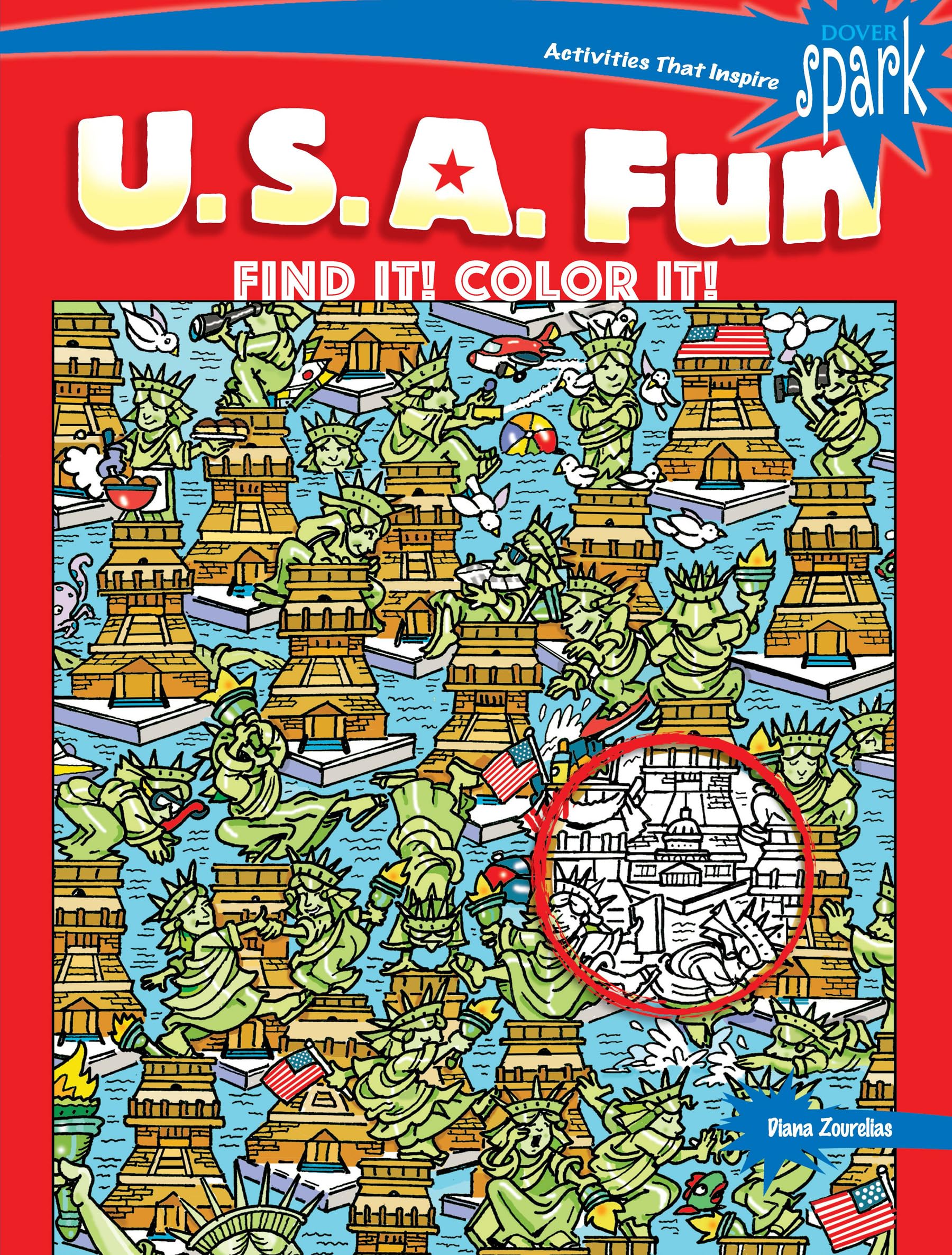 SPARK U.S.A. Fun Find It! Color It! (Dover Kids Activity Books: U.S.A.),Used