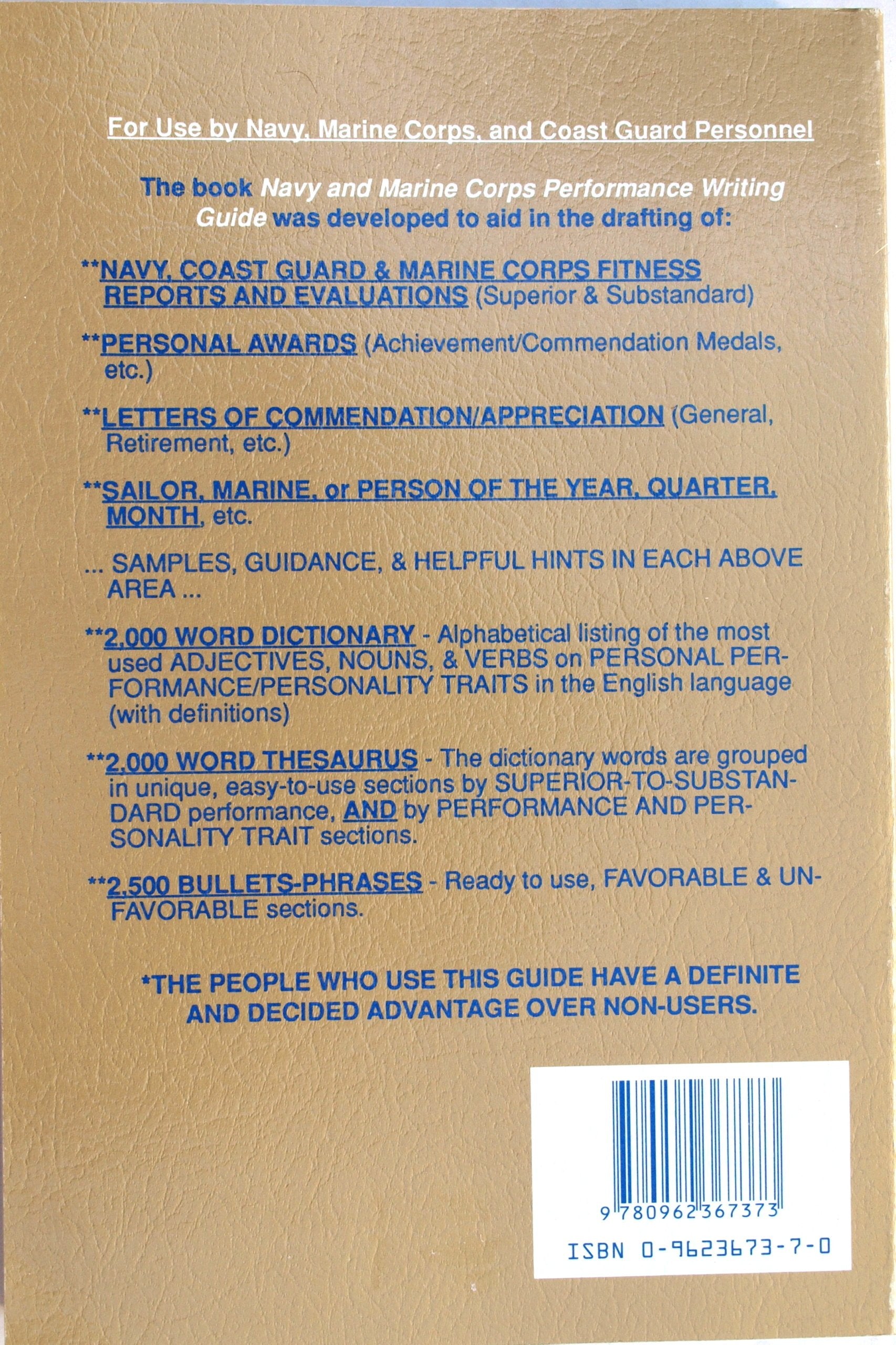 Navy and Marine Corps Performance Writing Guide,Used