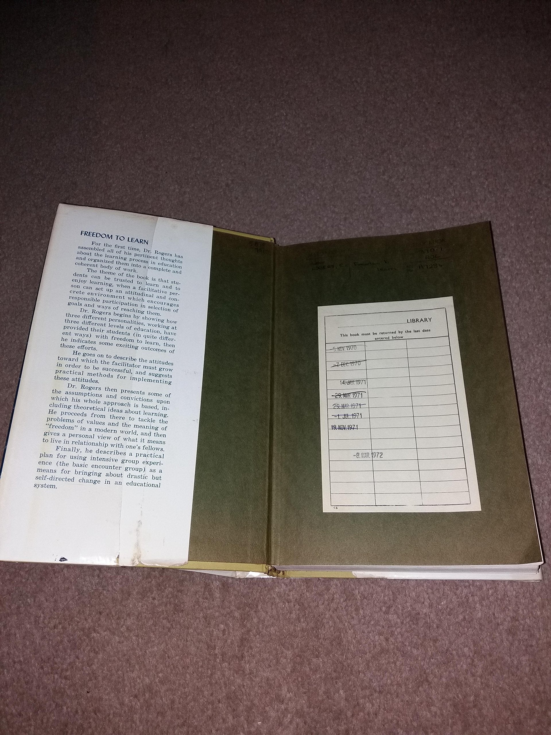 Freedom To Learn;: A View Of What Education Might Become (Studies Of The Person),New