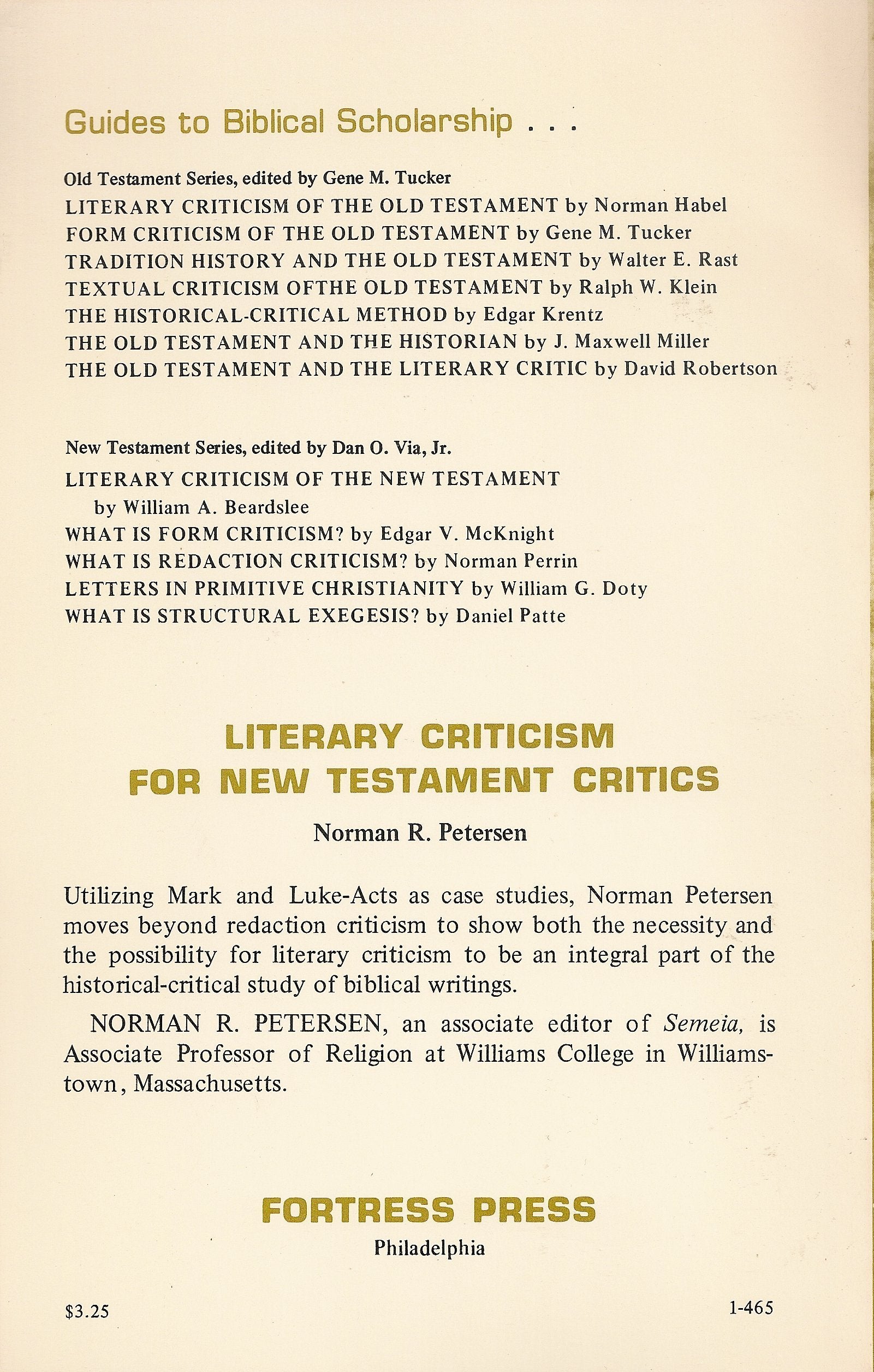 Literary Criticism for New Testament Critics,Used
