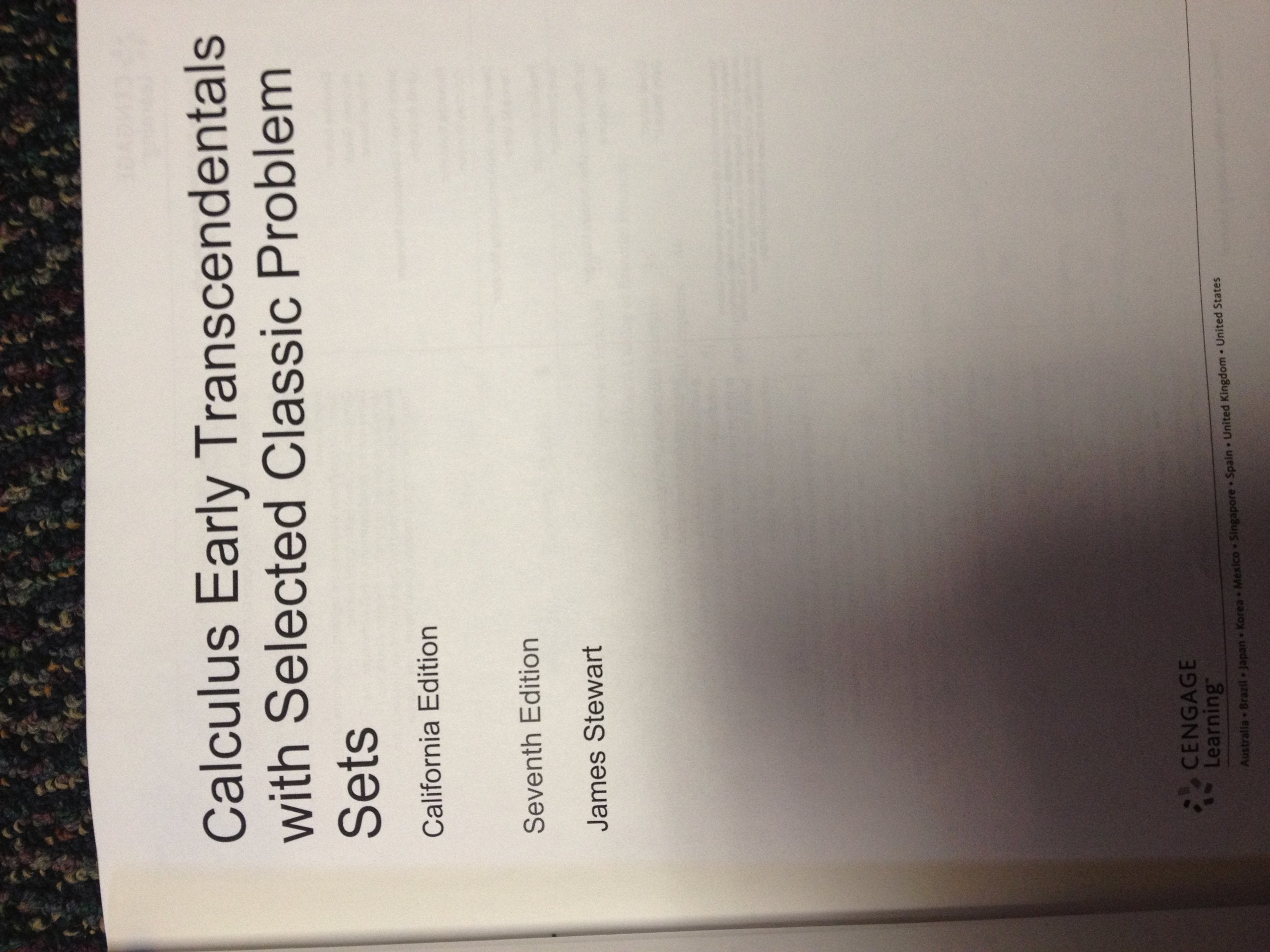 Calculus Early Transcendentals 7E With Selected Classic Problems California Edition,Used