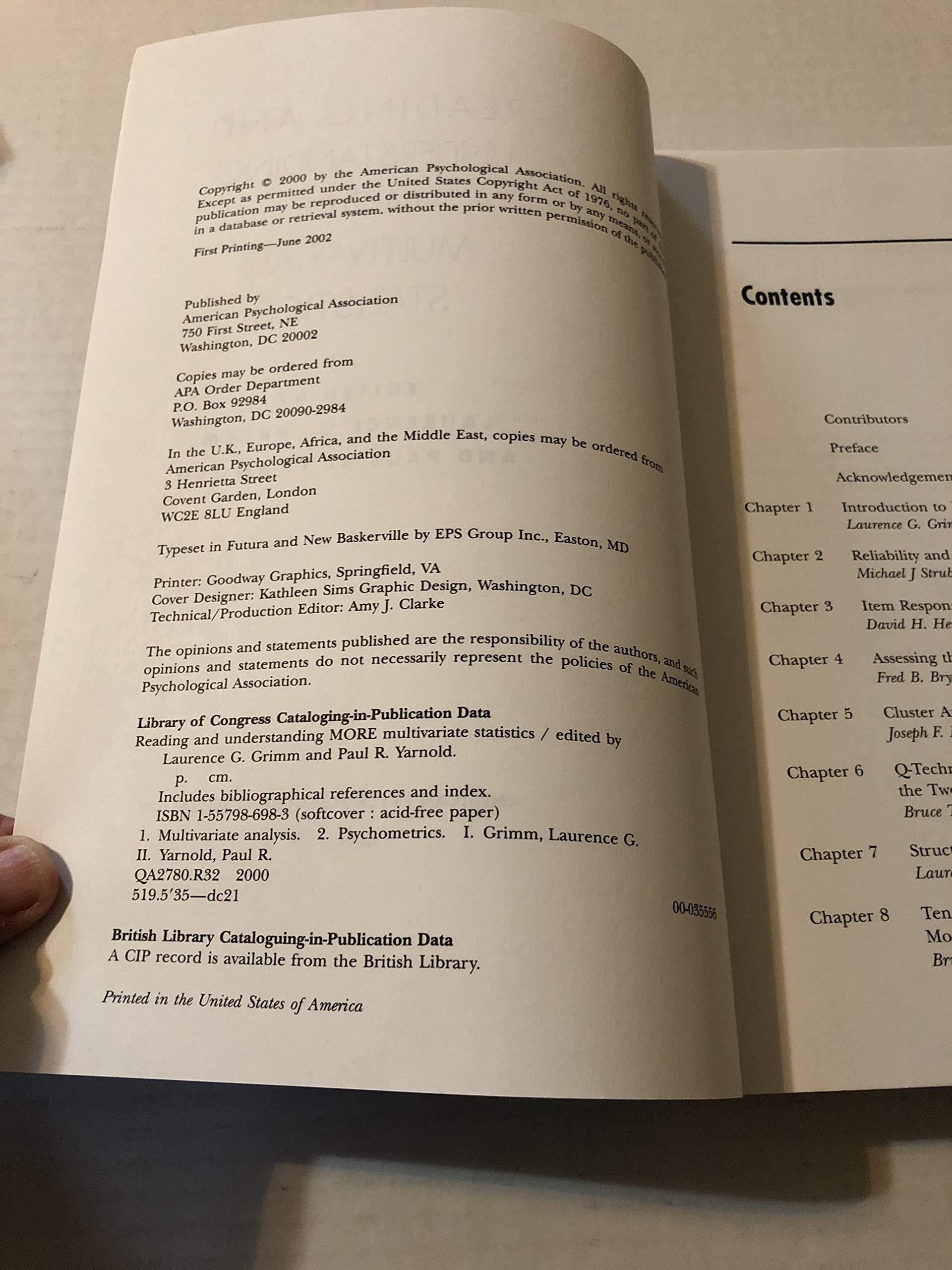 Reading and Understanding More Multivariate Statistics,New