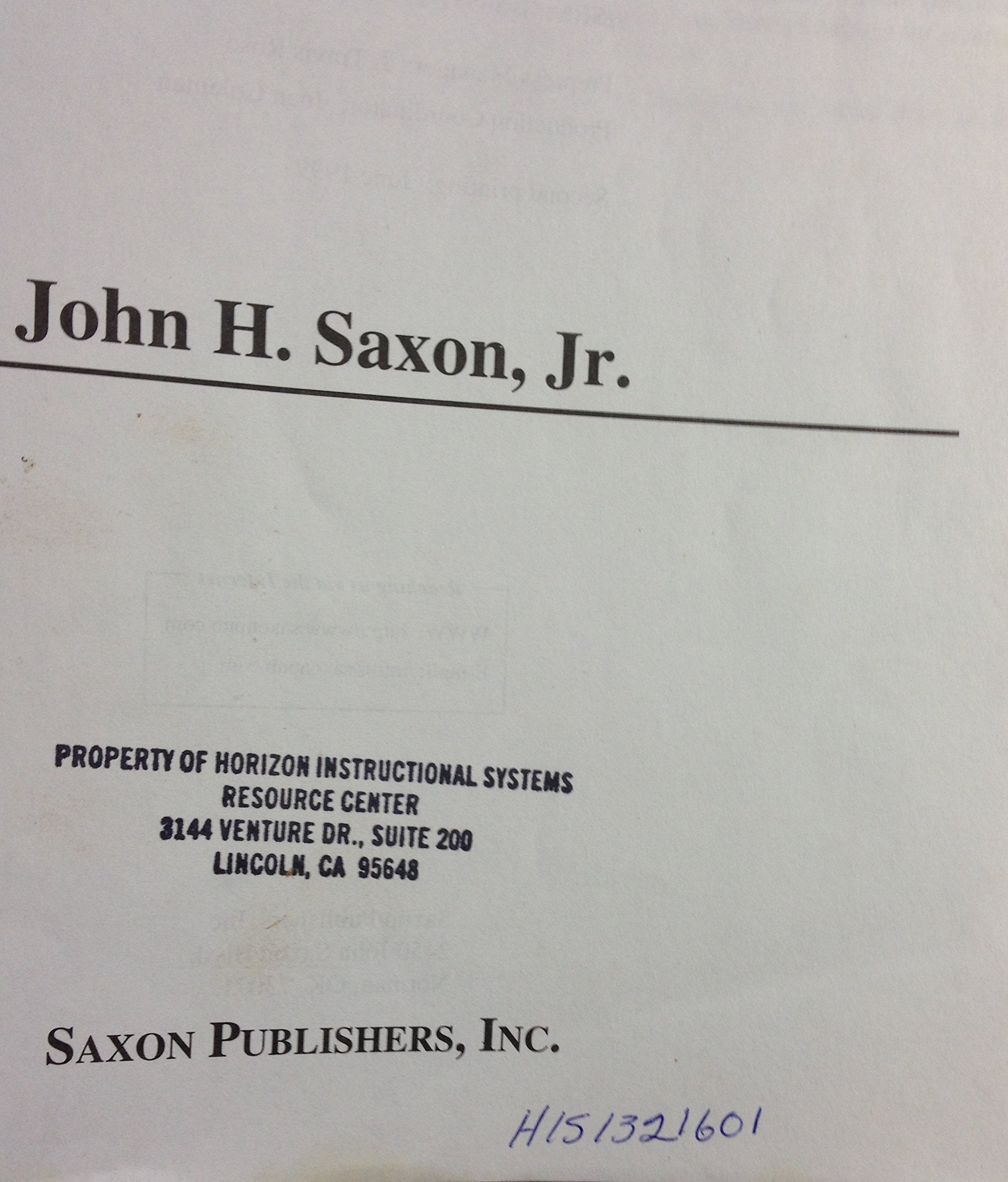 Algebra 1: An Incremental Development (Saxon Algebra),Used