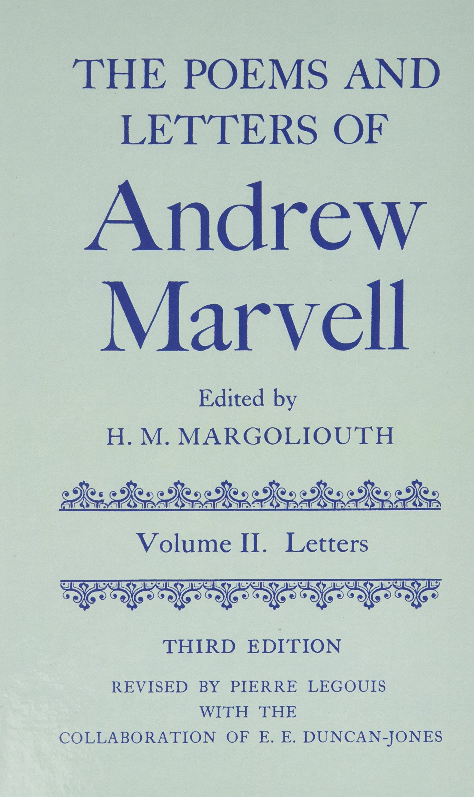 The Poems and Letters of Andrew Marvell (c OET t Oxford English Texts),Used