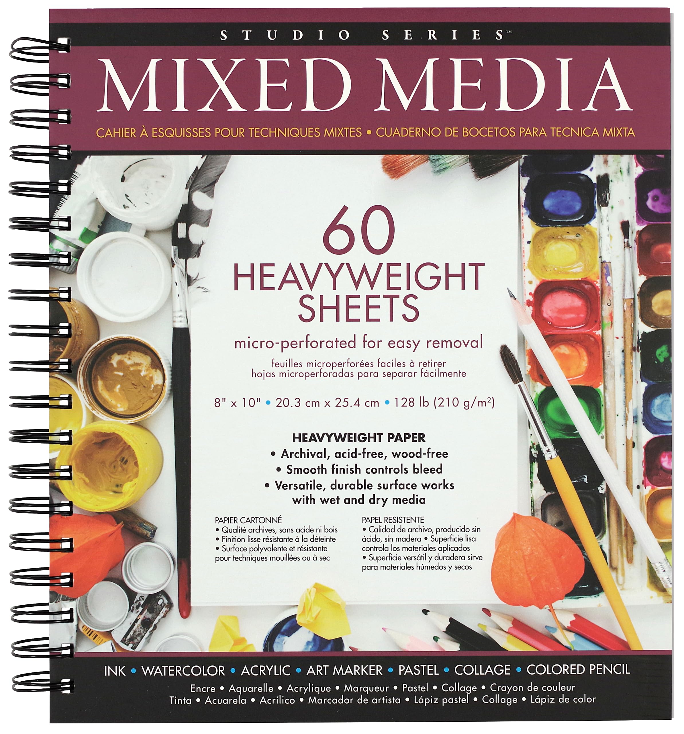 Studio Series Mixed Media Pad 8'' x 10'' (60 heavyweight sheets),Used