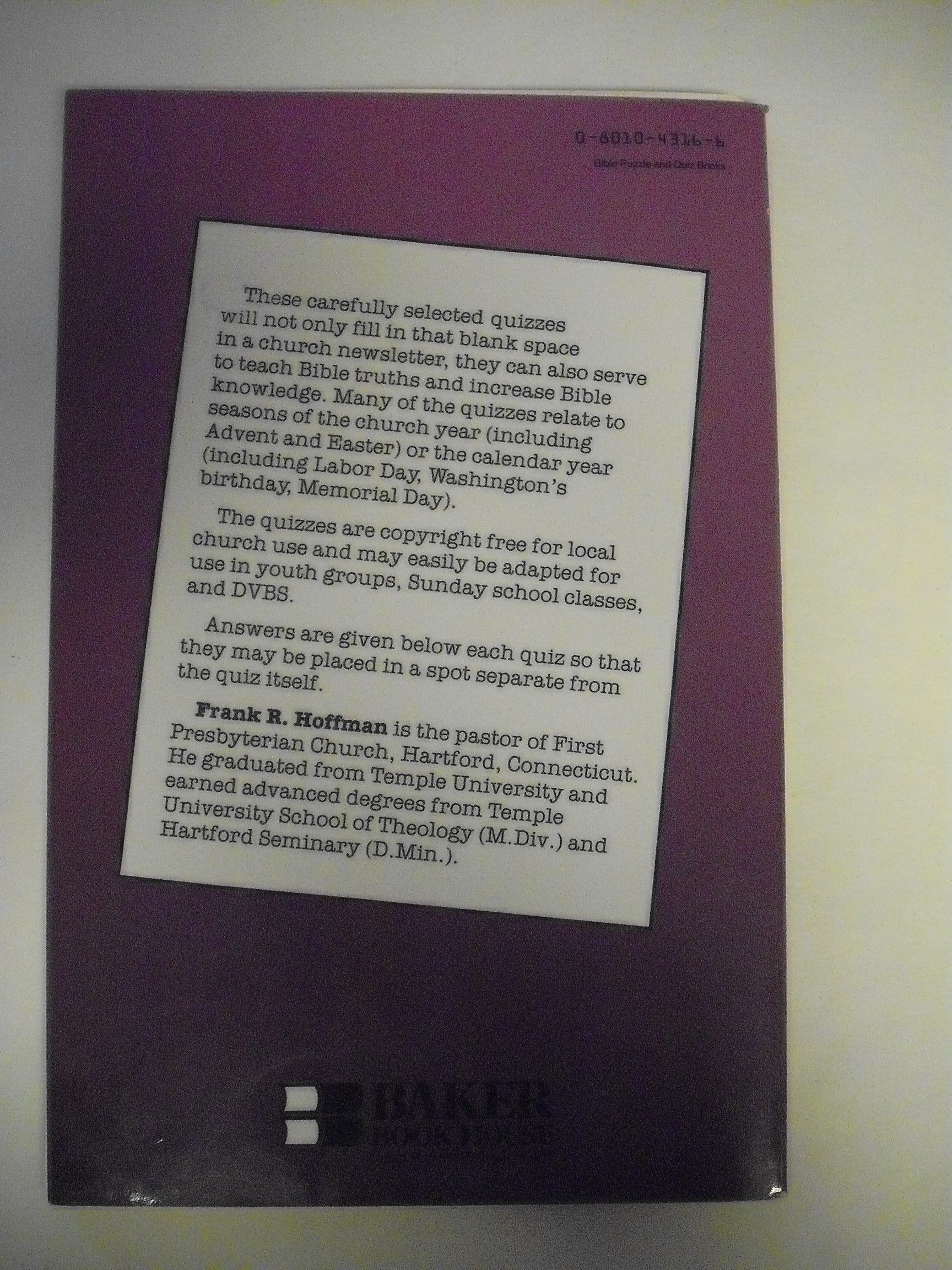 Bible Quizzes for Church Newsletters,Used