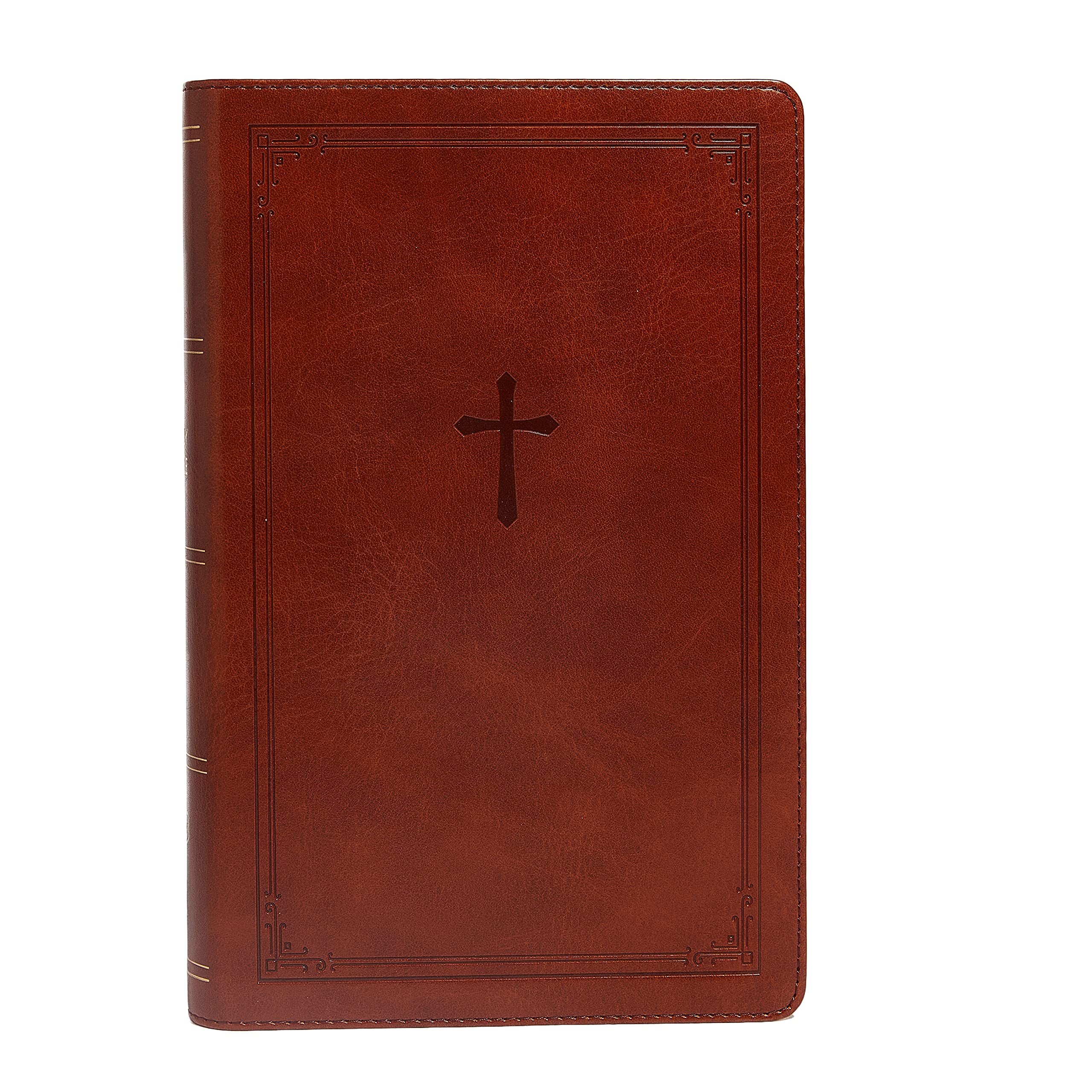 NKJV, EndofVerse Reference Bible, Personal Size Large Print, Leathersoft, Brown, Red Letter, Comfort Print: Holy Bible, New Ki,Used