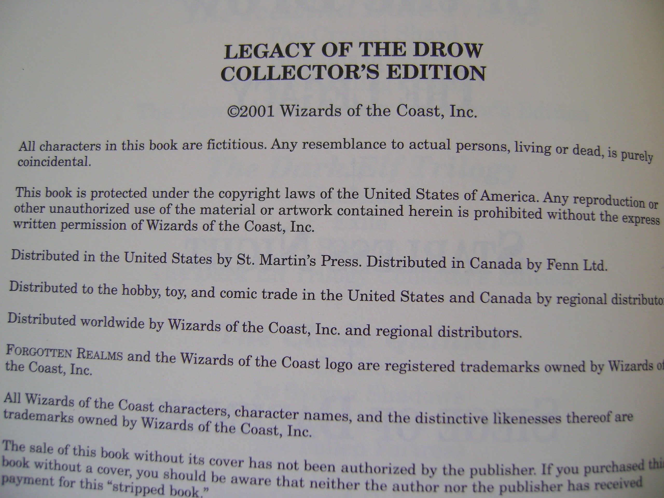 Legacy of the Drow Collector's Edition (A Forgotten Realms(r) Omnibus),Used