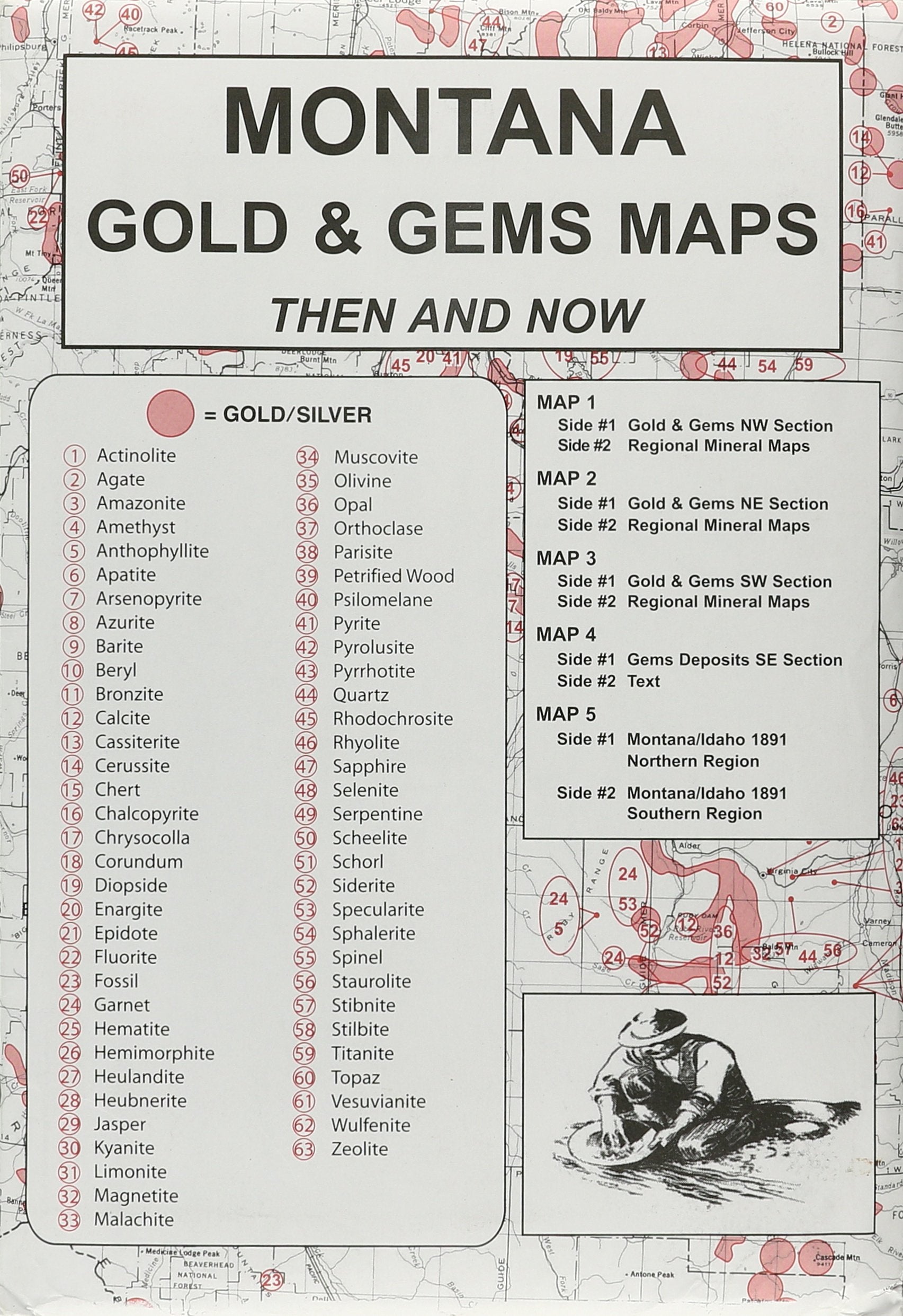 Montana, Gold & Gems, 5;Map Set Then & Now,Used