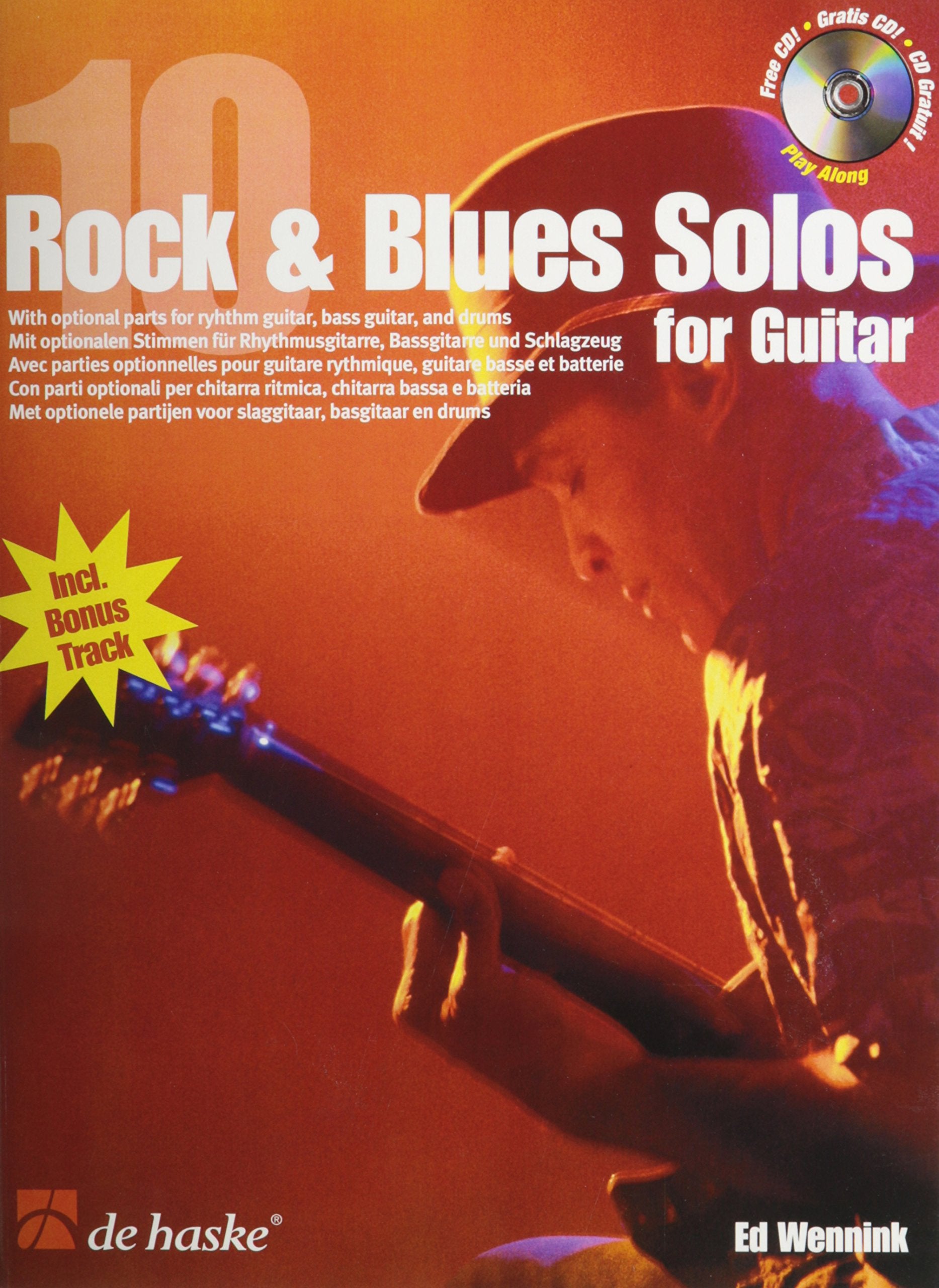 10 Rock & Blues Solos for Guitar: Book/CD Pack (De Haske PlayAlong Book),Used