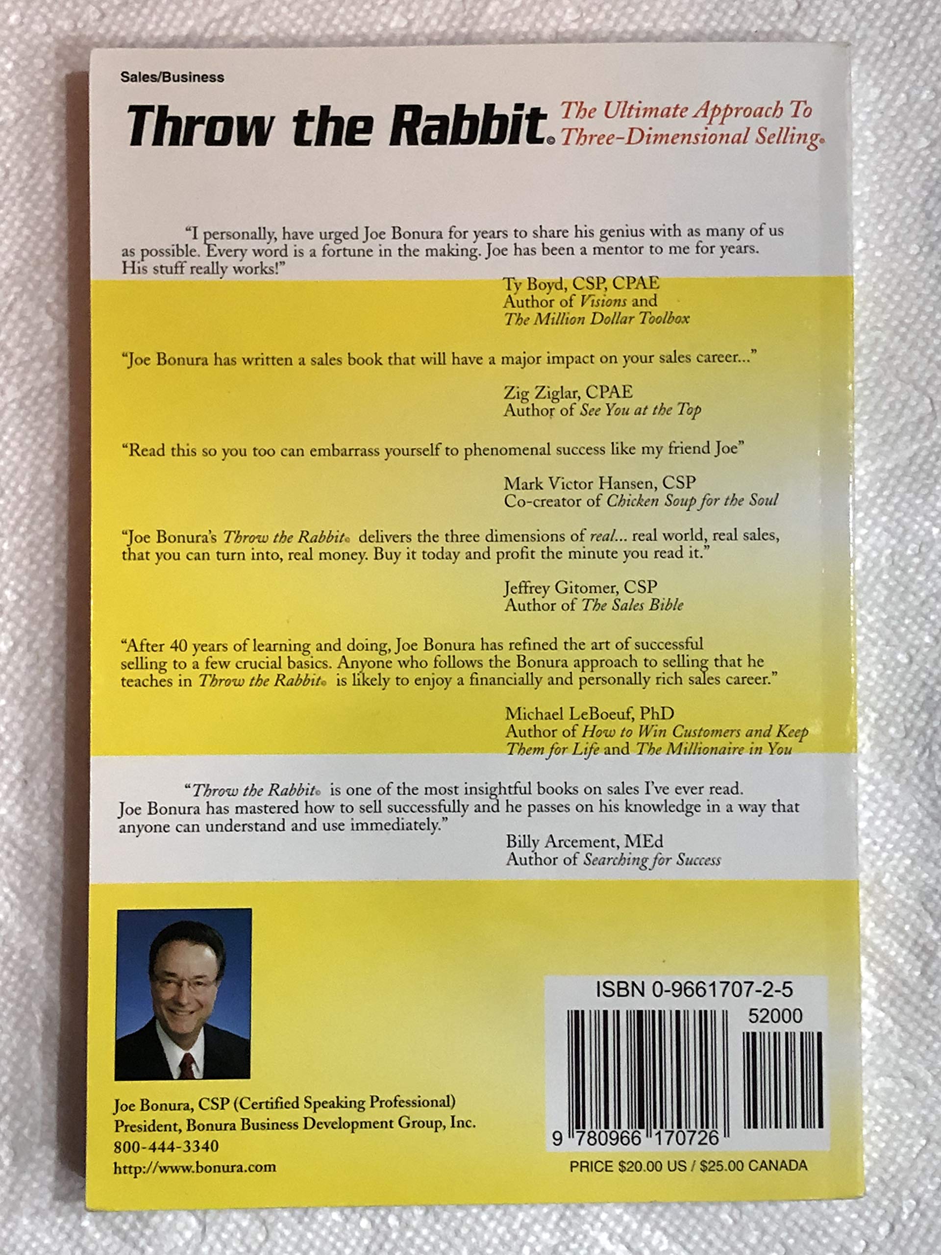 Throw the Rabbit: The Ultimate Approach To ThreeDimensional Selling.,Used