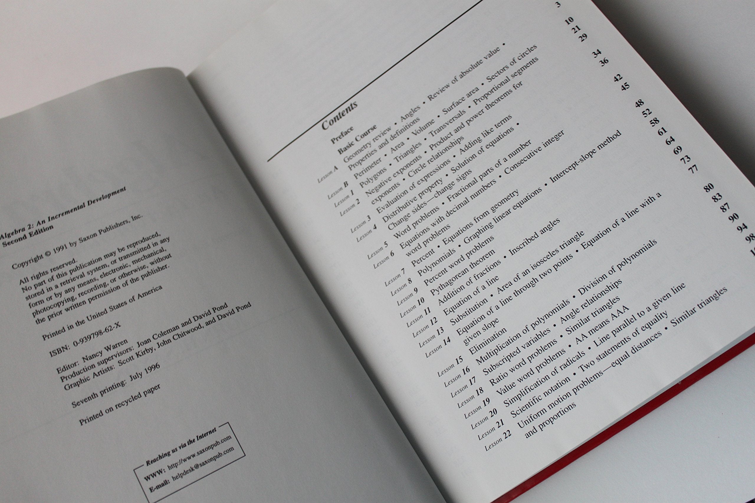 Saxon Algebra 2: An Incremental Development, 2Nd Edition,Used