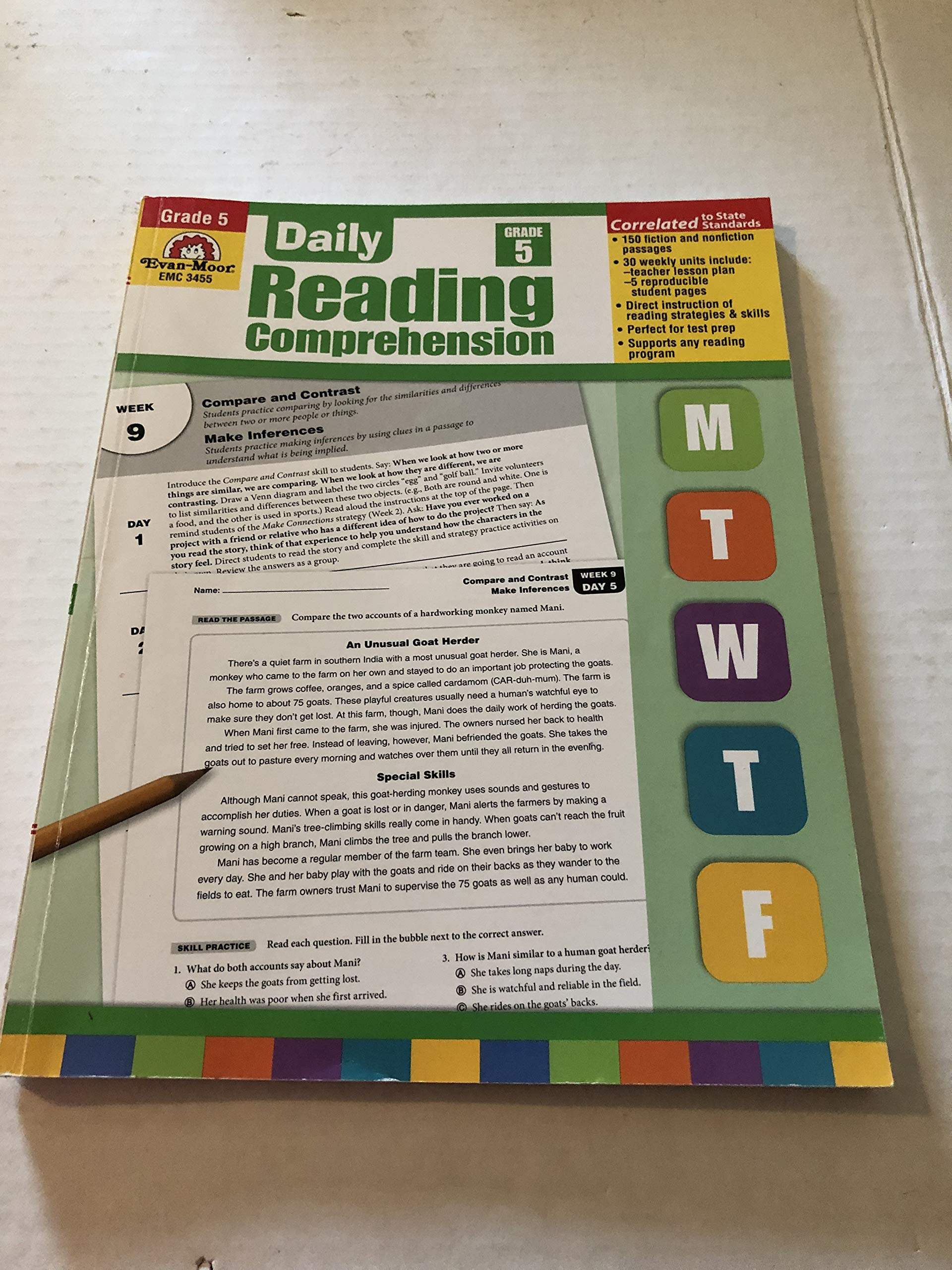 Daily Reading Comprehension (Daily Practice Books, Grade 5),Used