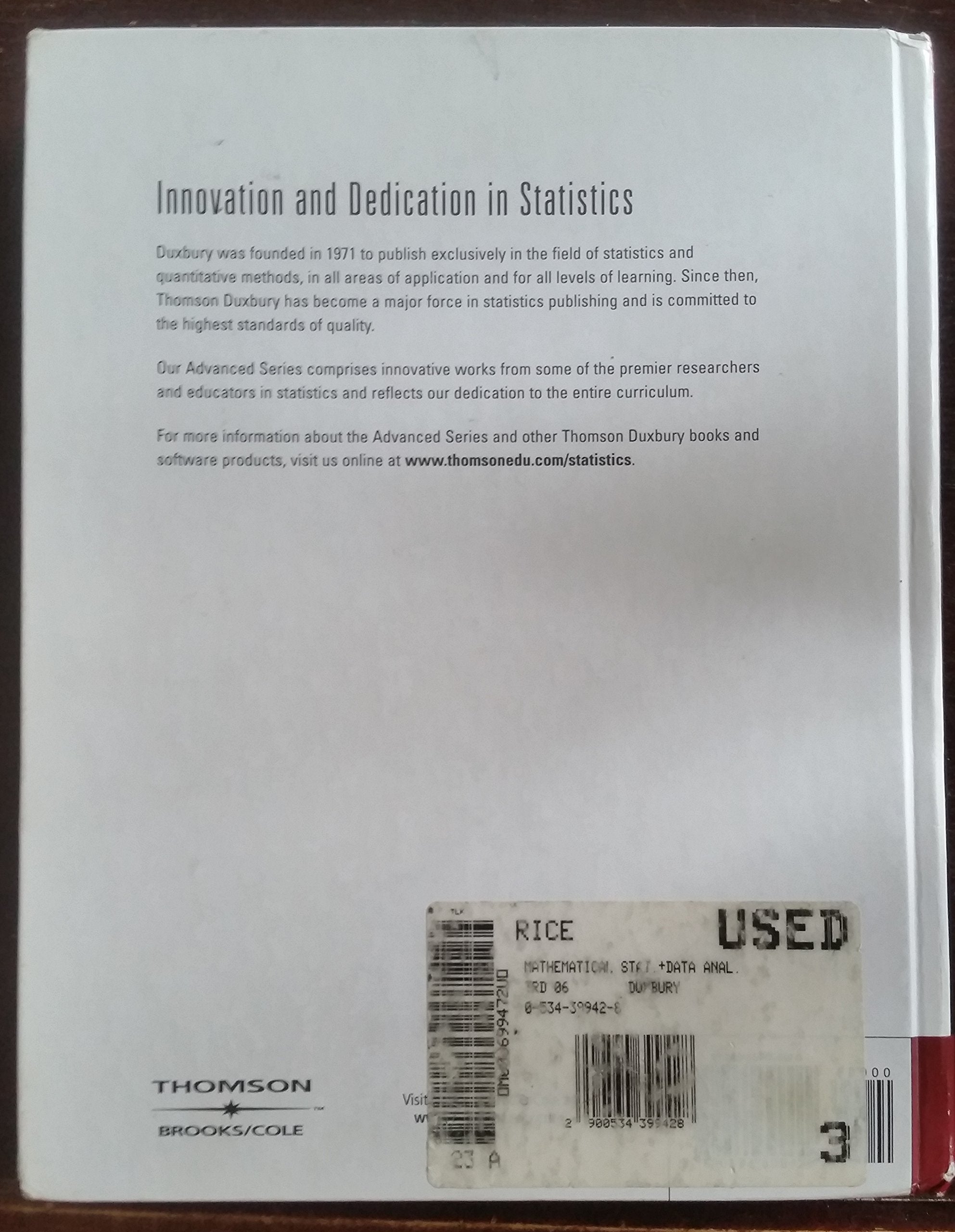 Mathematical Statistics and Data Analysis (with CD Data Sets) (Available 2010 Titles Enhanced Web Assign),New
