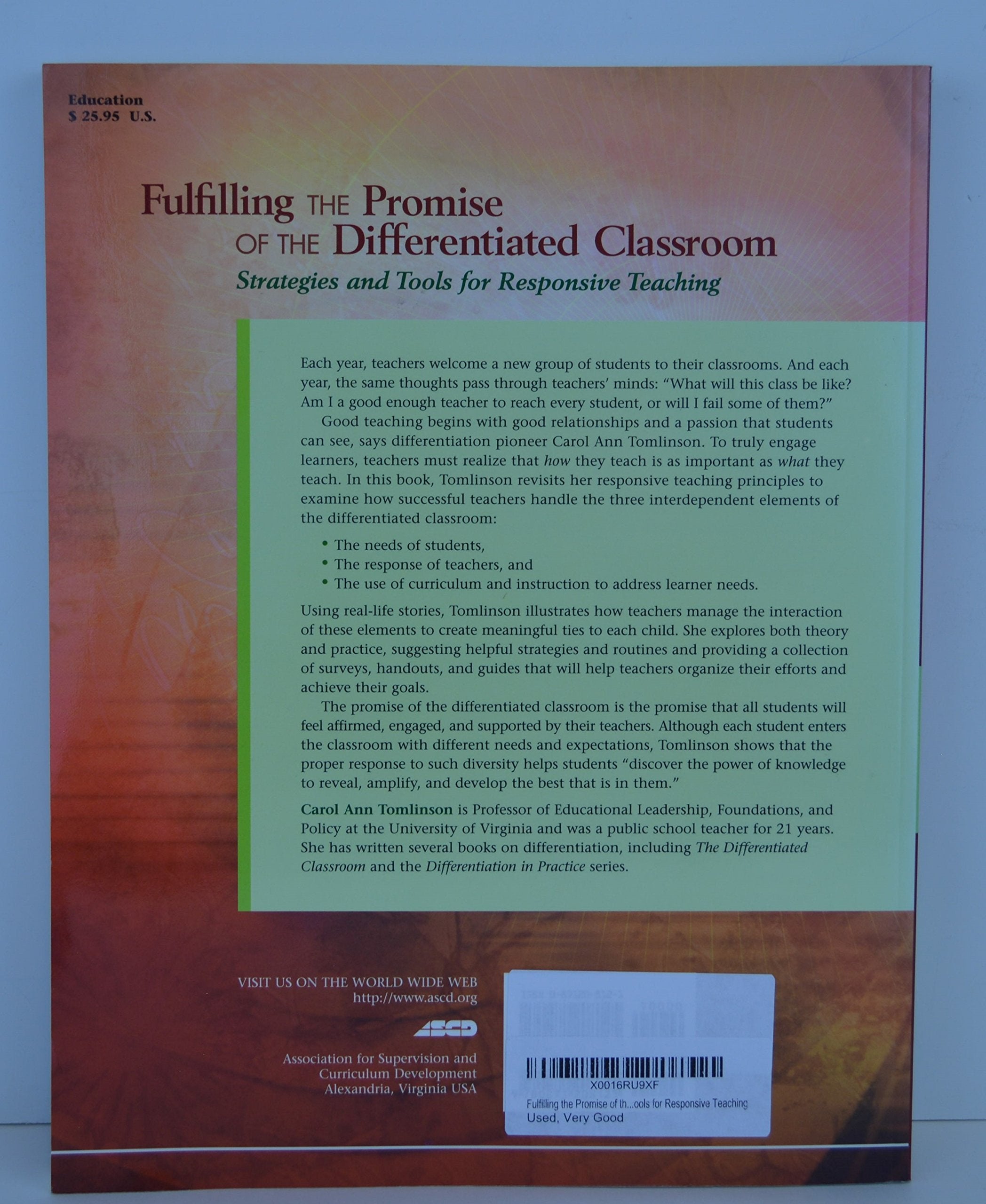 Fulfilling the Promise of the Differentiated Classroom: Strategies and Tools for Responsive Teaching,New