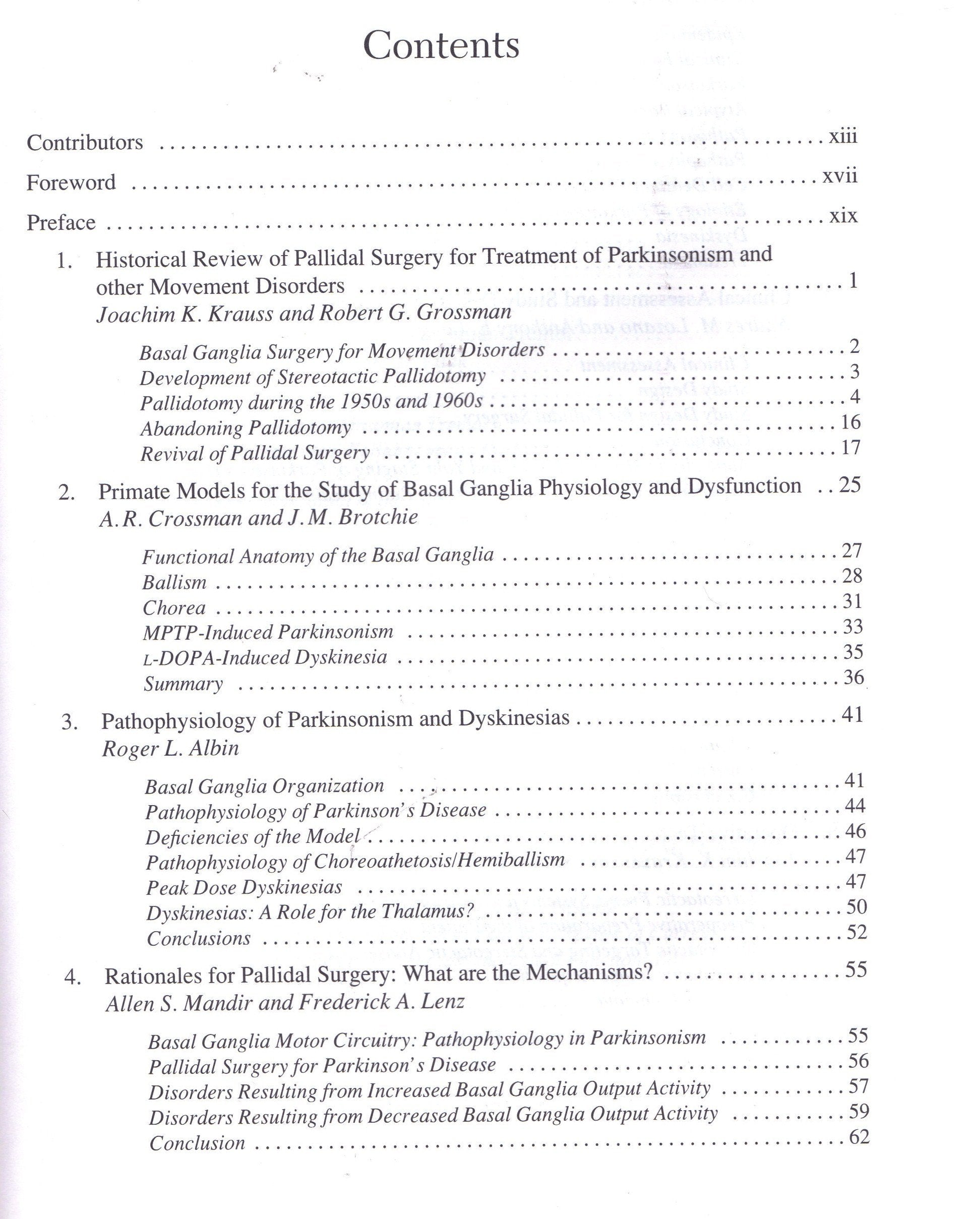 Pallidal Surgery for the Treatment of Parkinson's Disease and Movement Disorders,Used