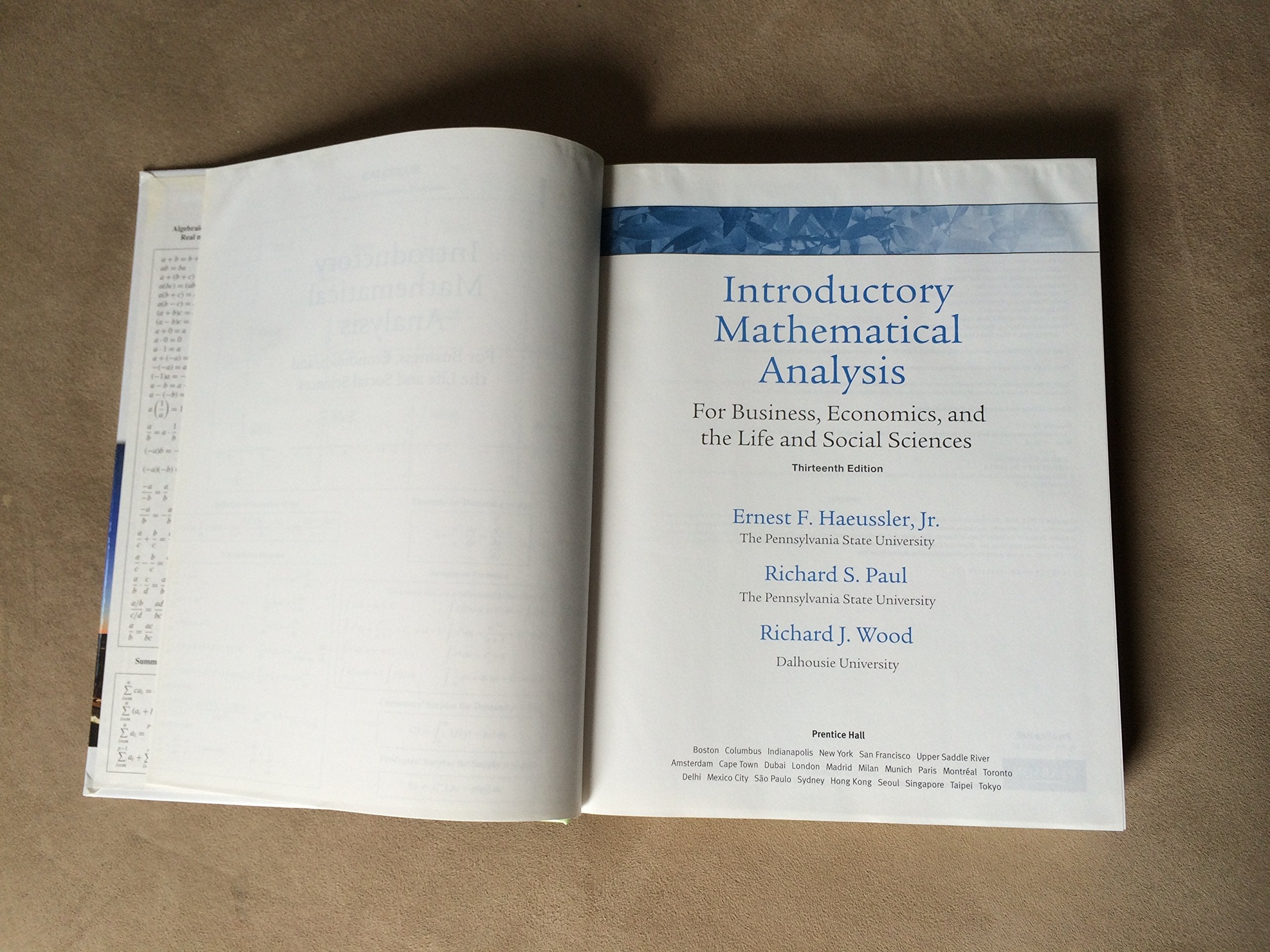 Introductory Mathematical Analysis for Business, Economics, and the Life and Social Sciences,New