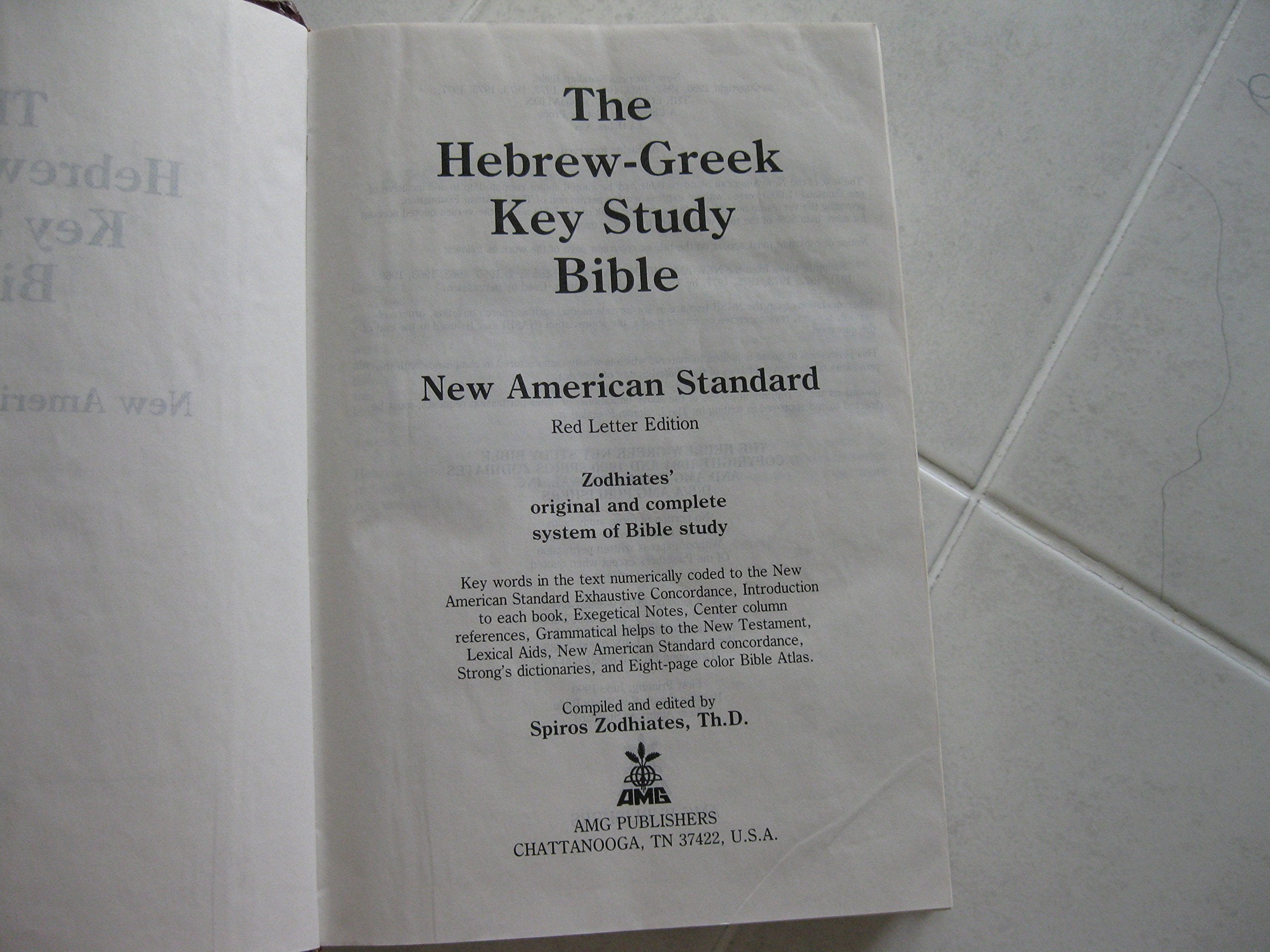 HebrewGreek Key Word Study Bible: New American Standard Bible,Used