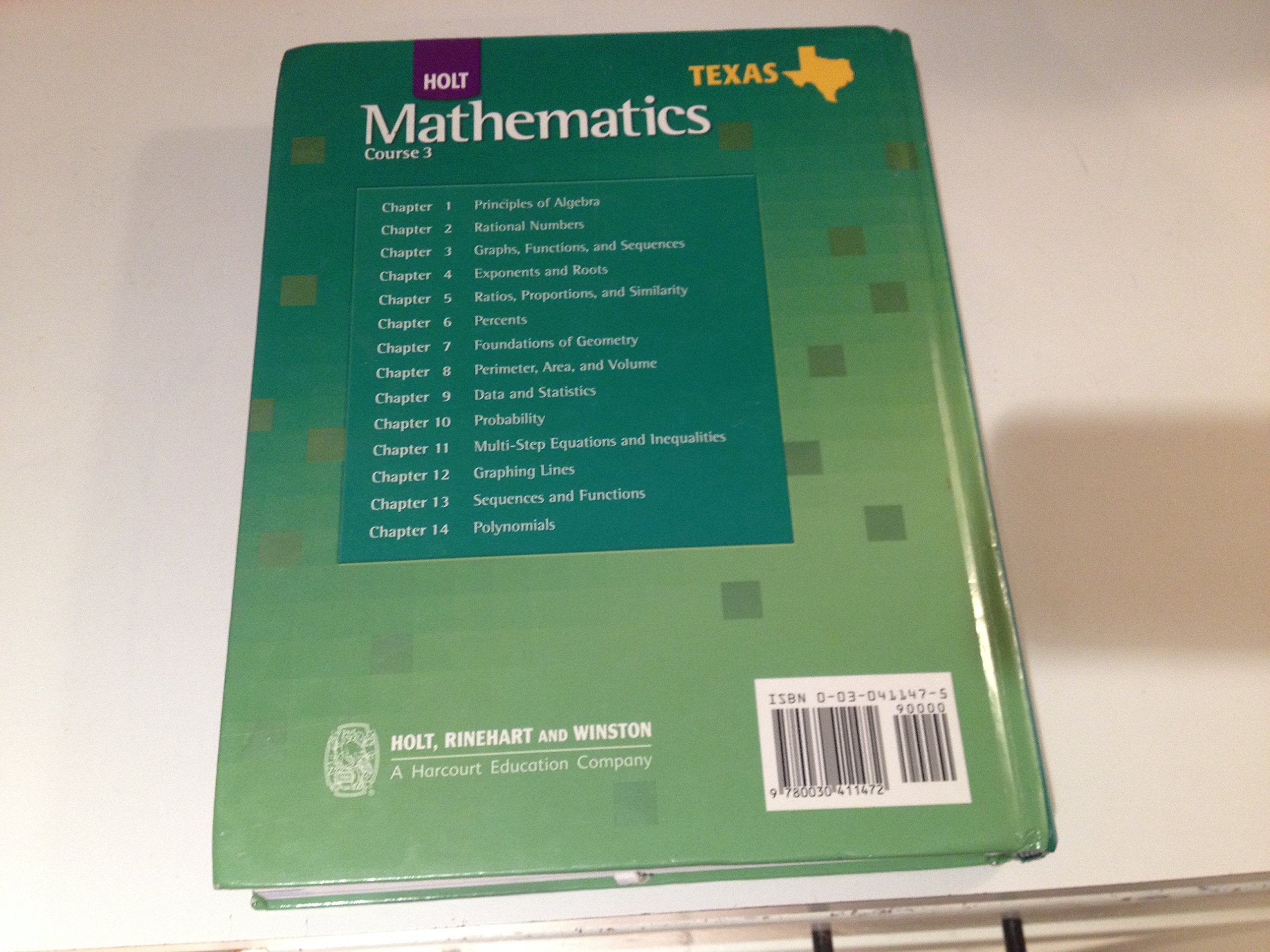 Holt Mathematics: Student Edition Course 3 2007,New