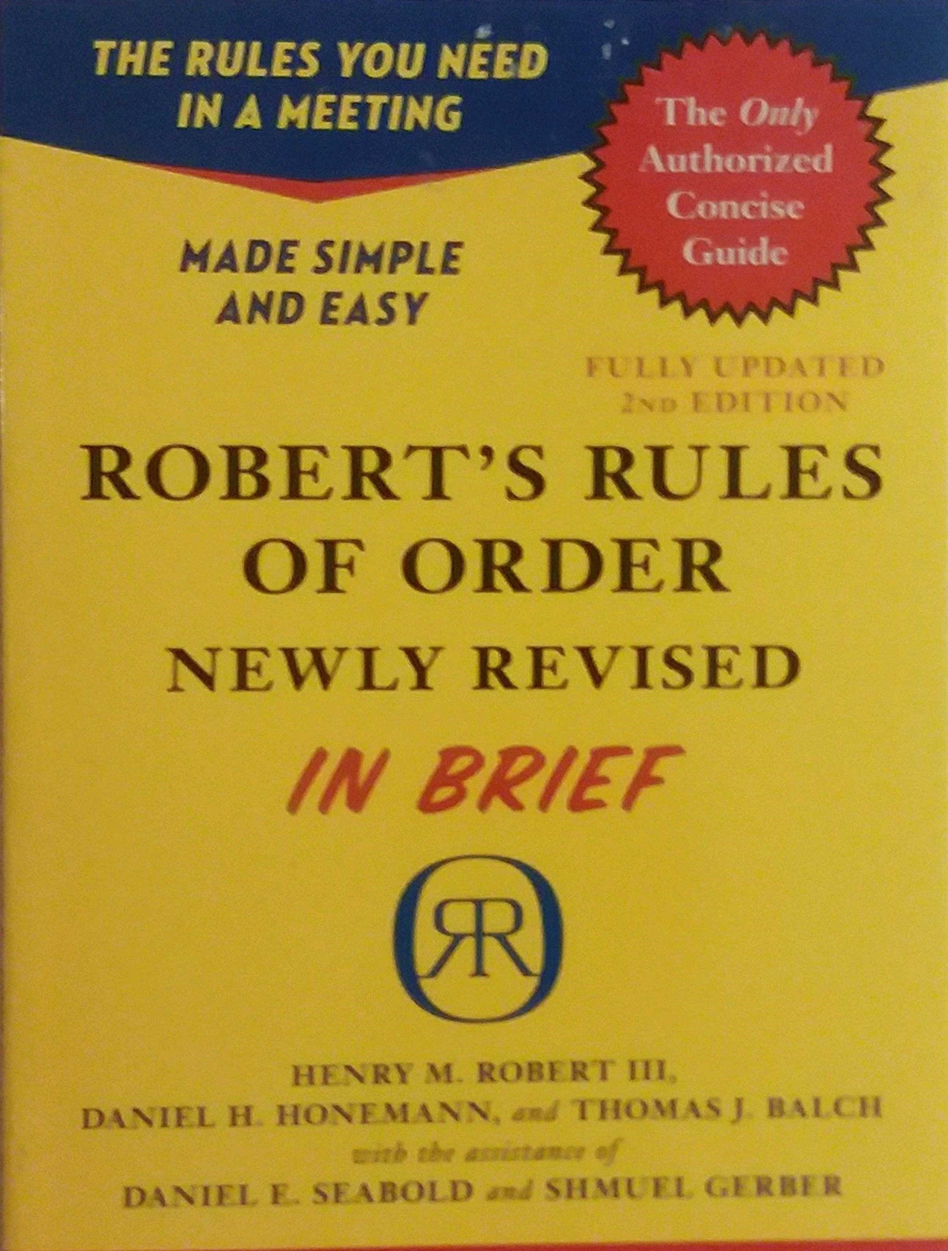 Robert's Rules of Order Newly Revised In Brief, 2nd edition (Roberts Rules of Order in Brief),Used