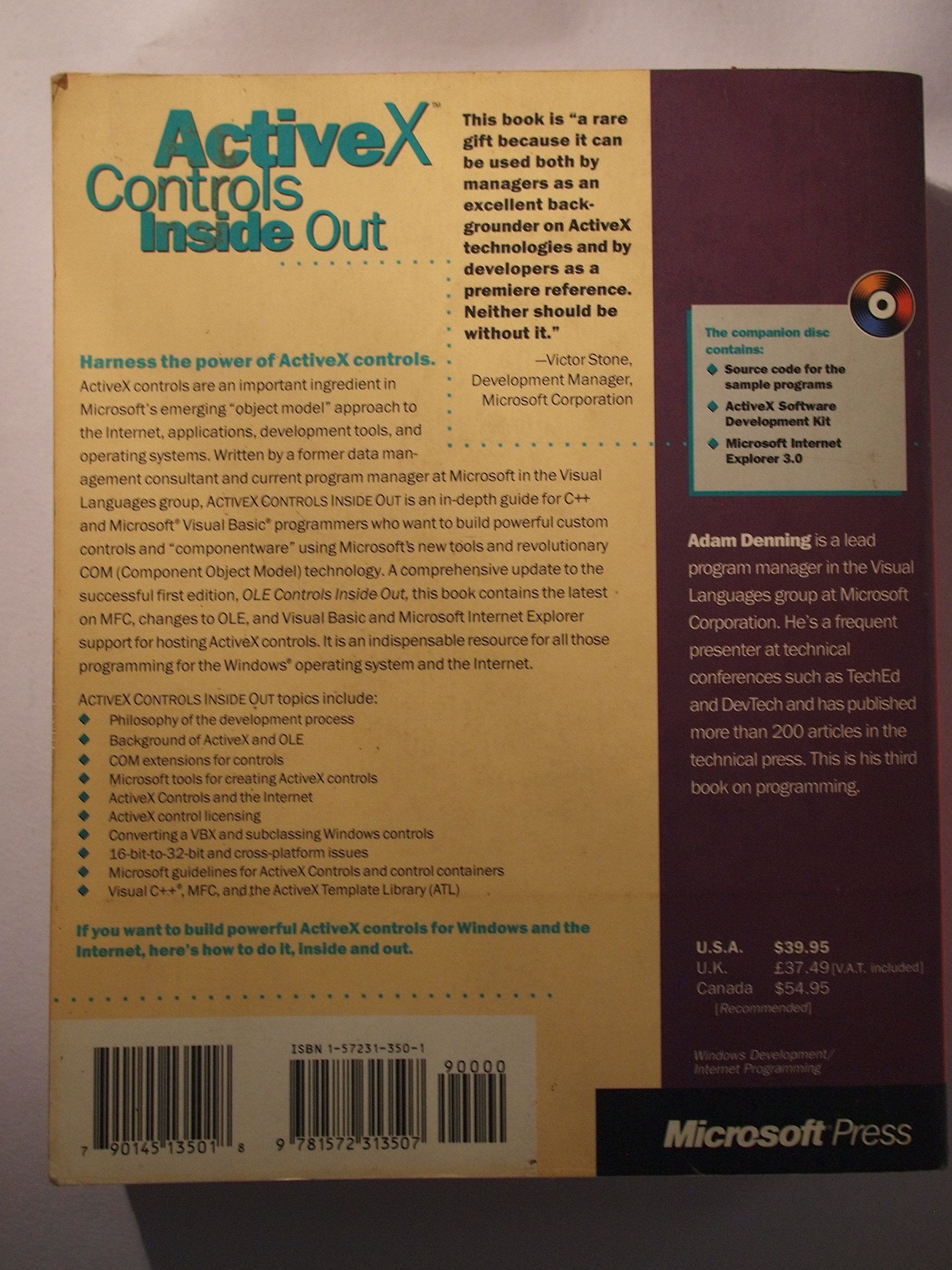 ActiveX Controls Inside Out, with CD,Used
