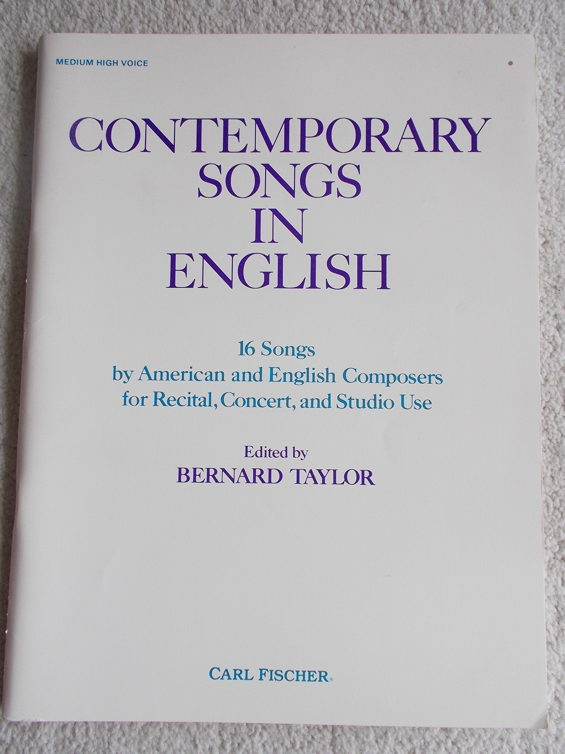 O3819  Contemporary Songs in English, Medium High Voice by Bernard Taylor (20160427) (CHANT),Used