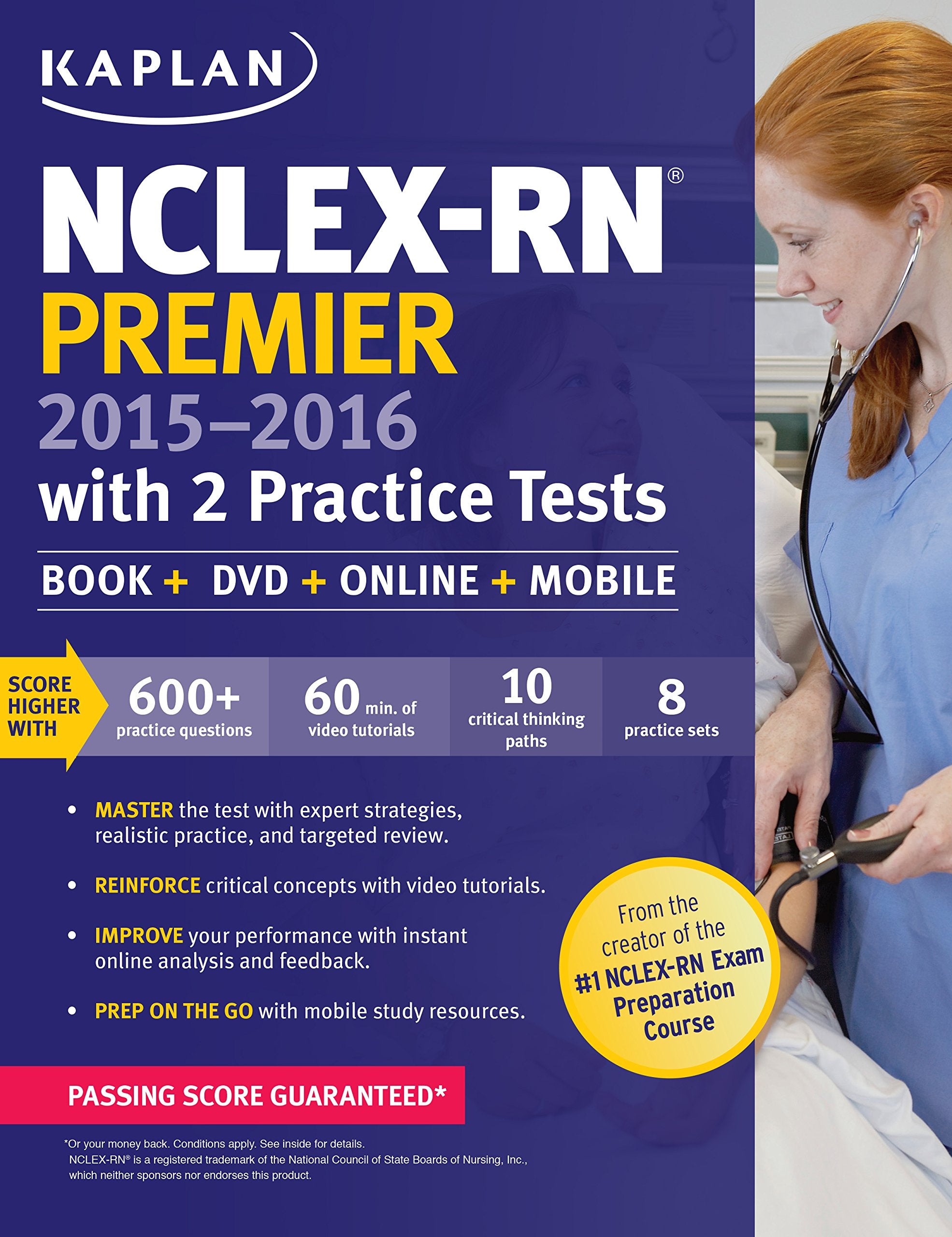 Kaplan NCLEXRN Premier 20152016: With 2 Practice Tests,Used