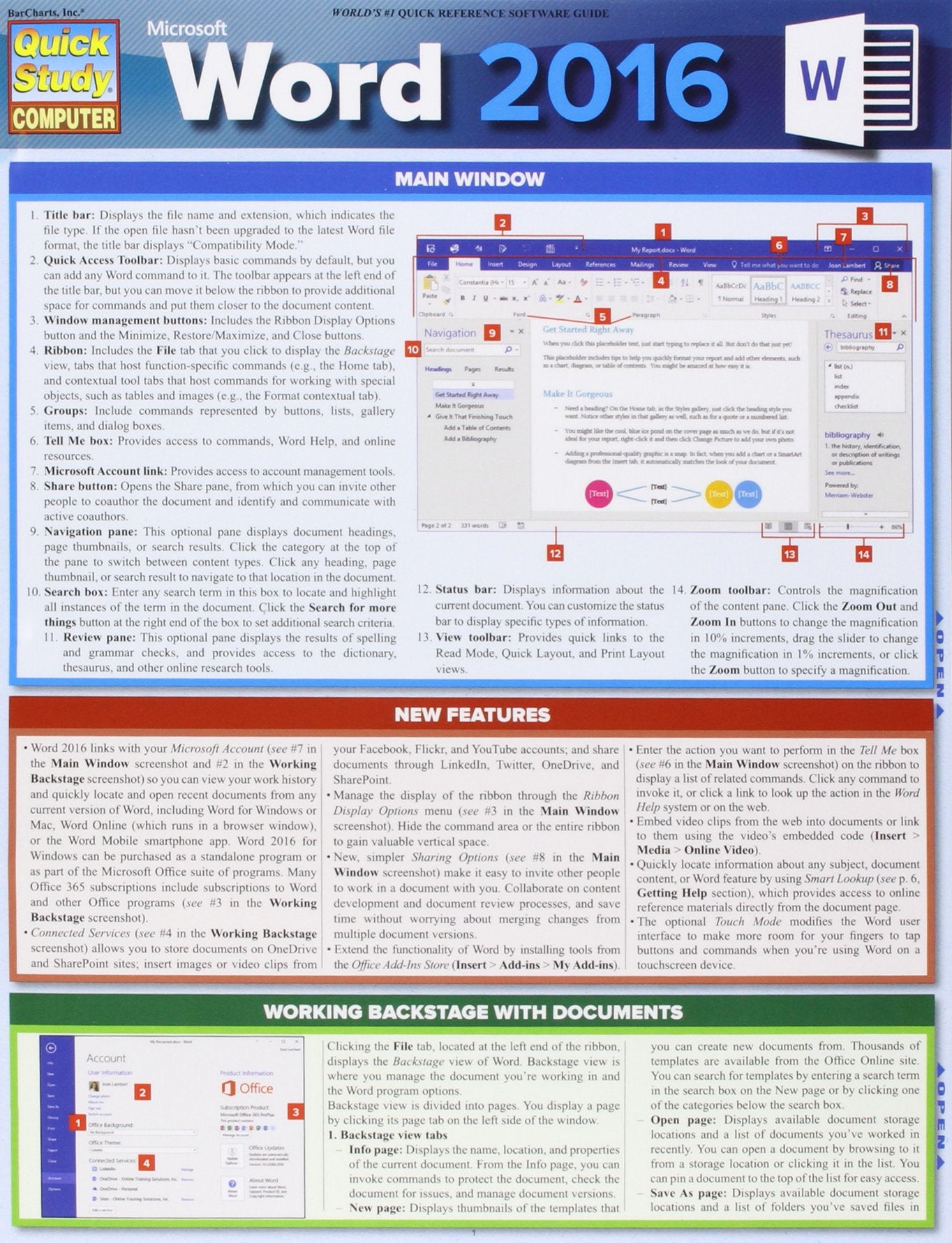 Microsoft Word 2016 (Quick Study Computer),Used
