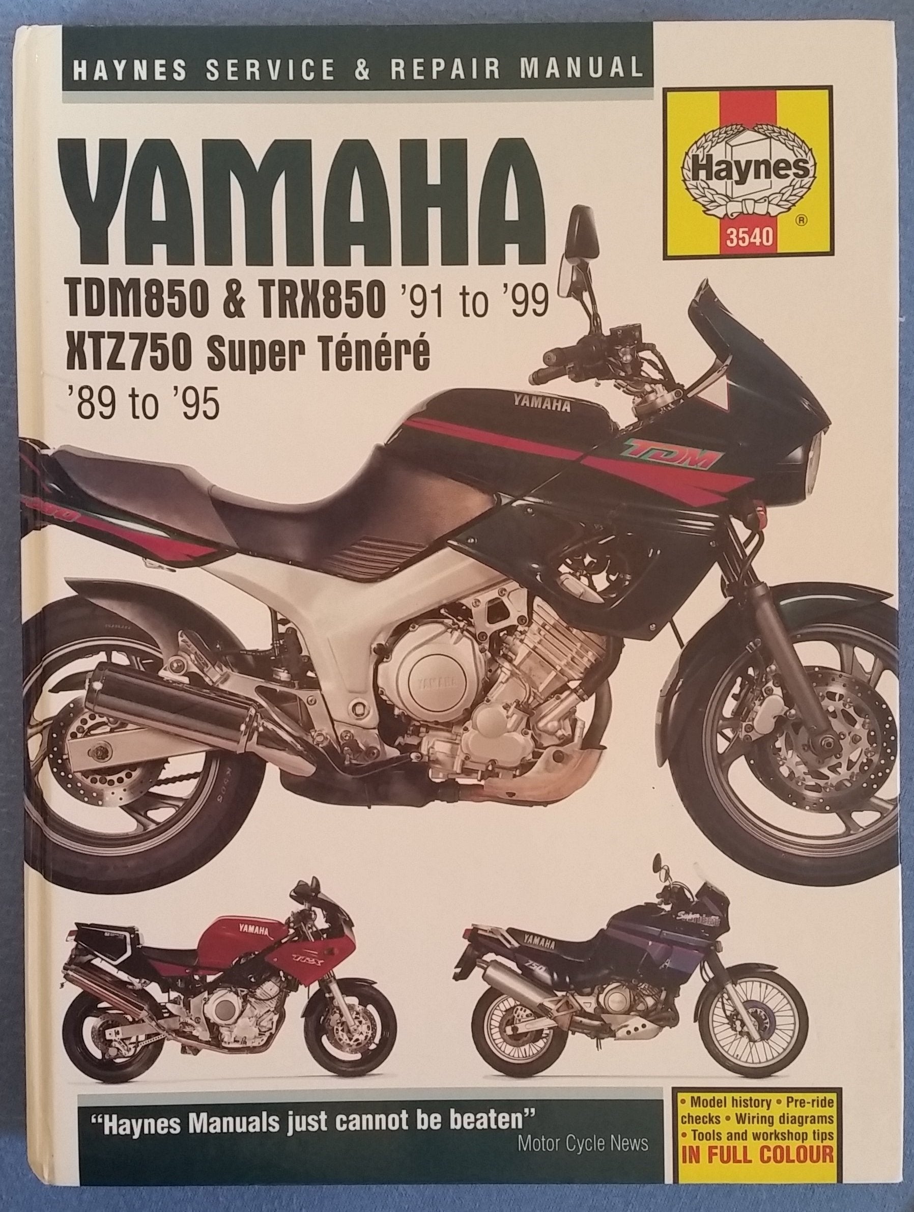 Yamaha: TDM850 & TRX850 '91 to '99  XTZ750 Super Tenere '89 to '95 (Haynes Service & Repair Manual),Used
