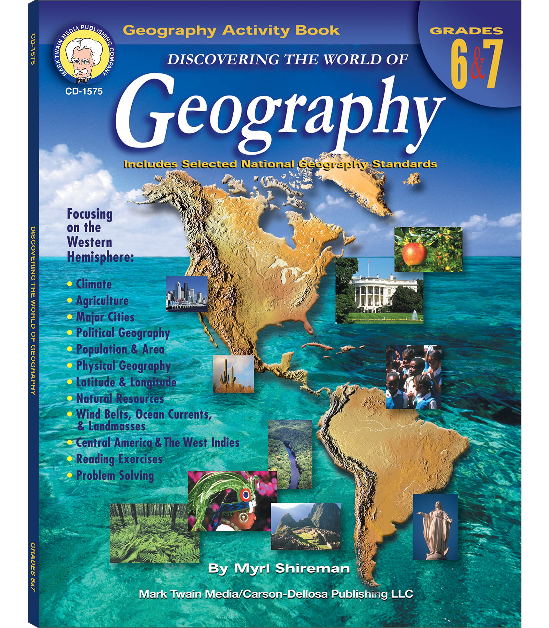 Mark Twain Geography Workbook for Grades 67, Western Hemisphere Geography Activity Book, 6th Grade & 7th Grade Geography for Ki,Used