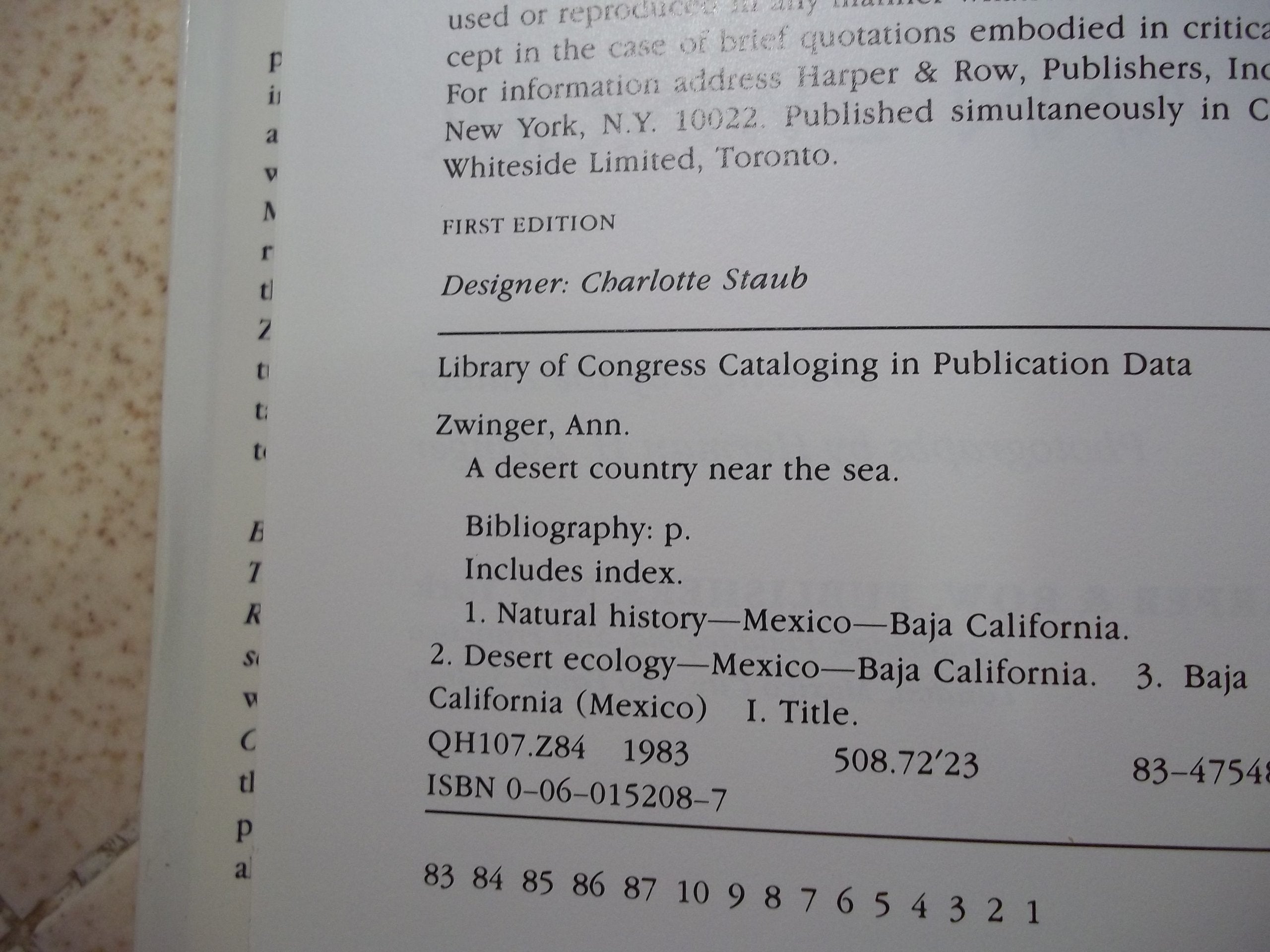 A Desert Country Near The Sea: A Natural History Of The Cape Region Of Baja California,Used