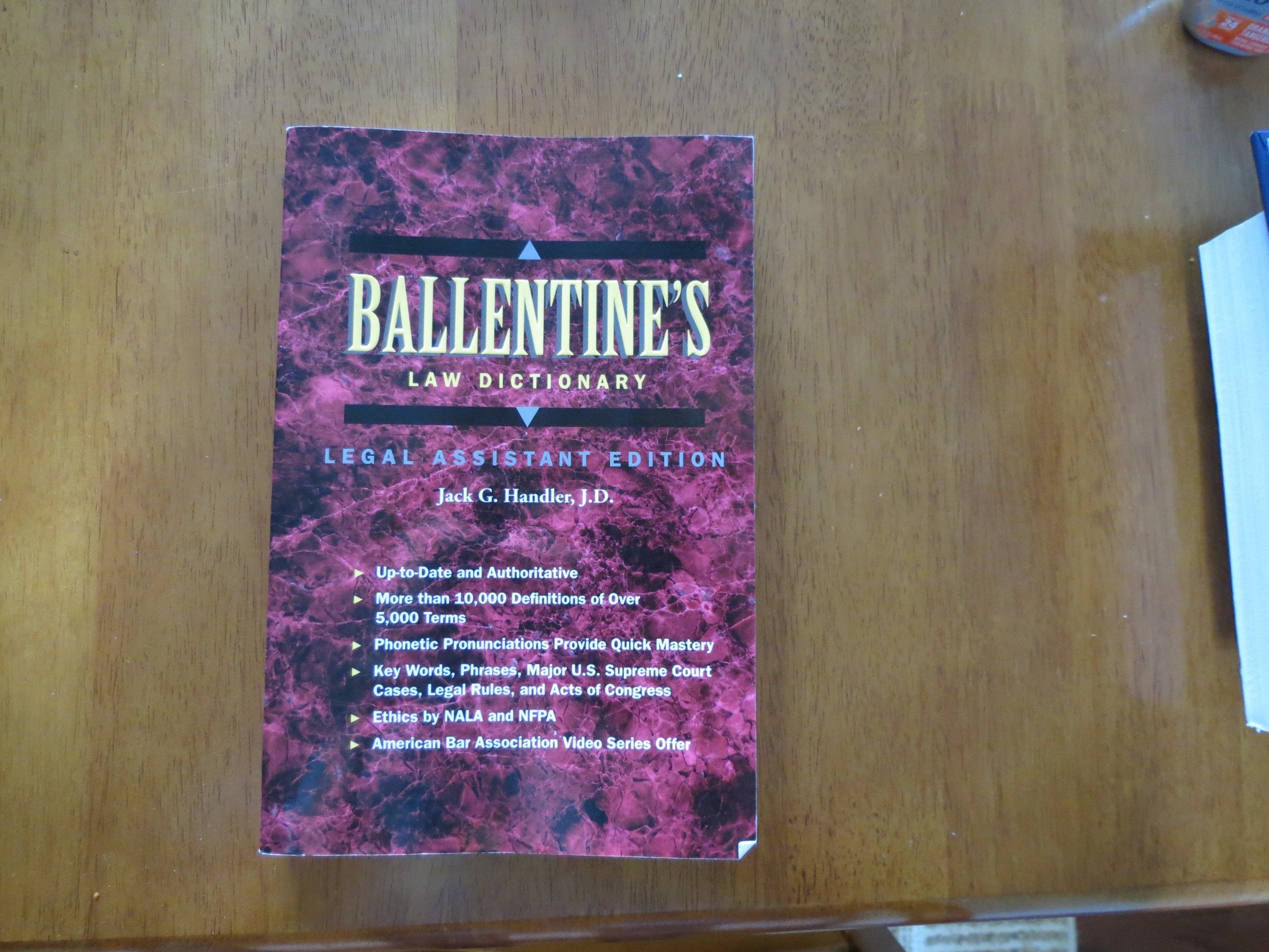 Ballentine's Law Dictionary: Legal Assistant Edition,Used