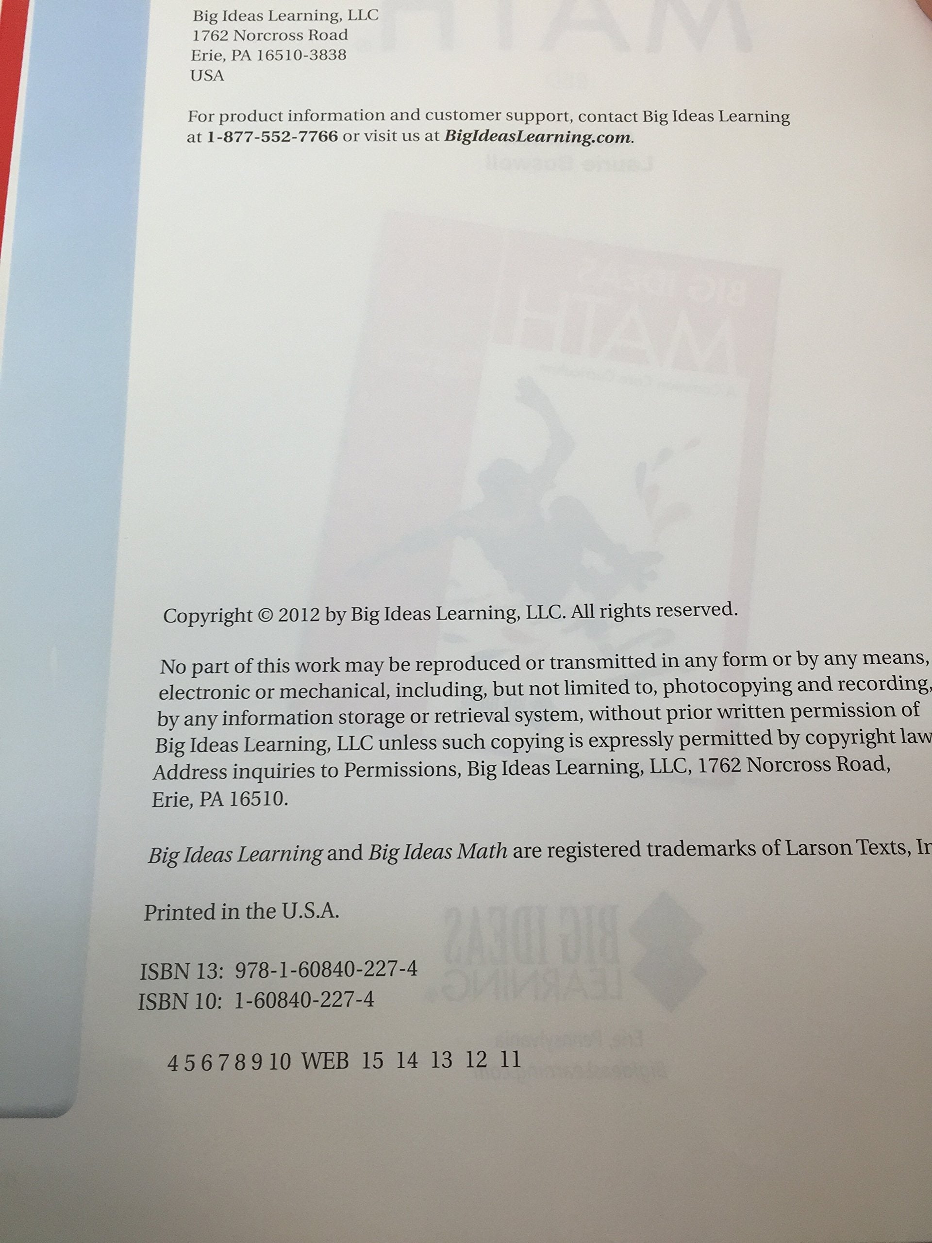 Big Ideas Math a Common Core Curriculum (Red),Used